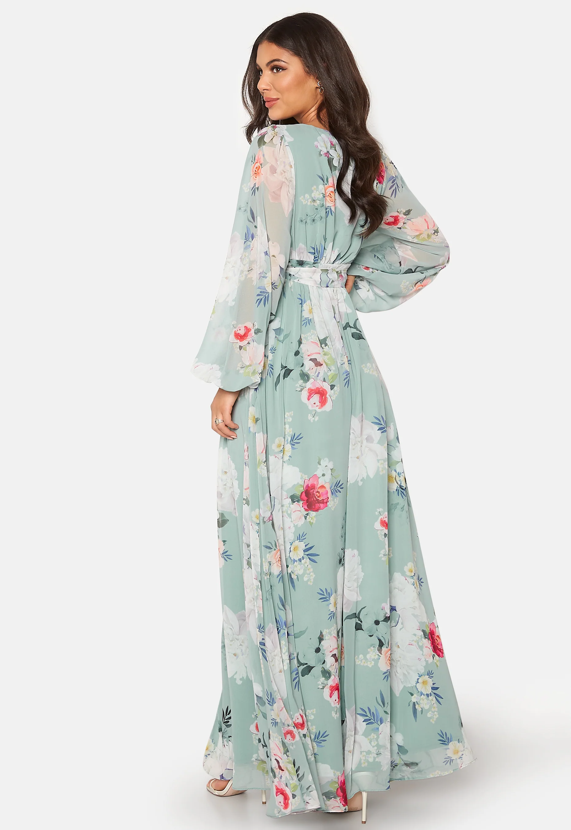 Floral Long Sleeve Chiffon Maxi Dress - Image 2