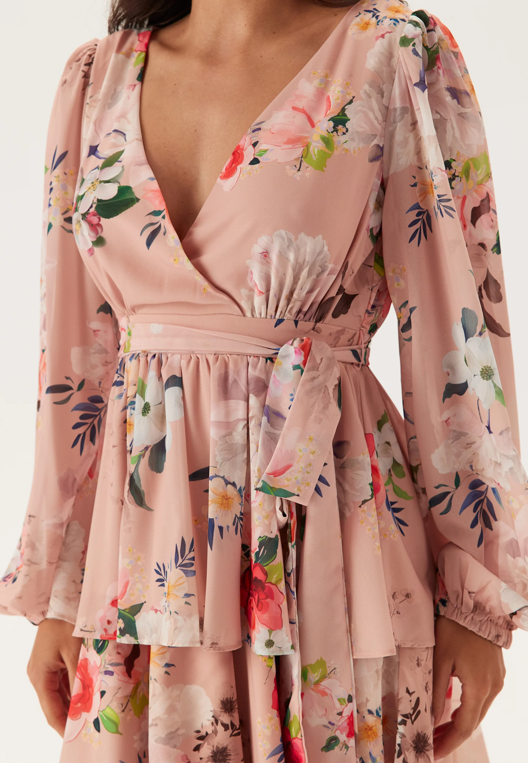 Floral Long Sleeve Tiered Skater Dress - Image 4