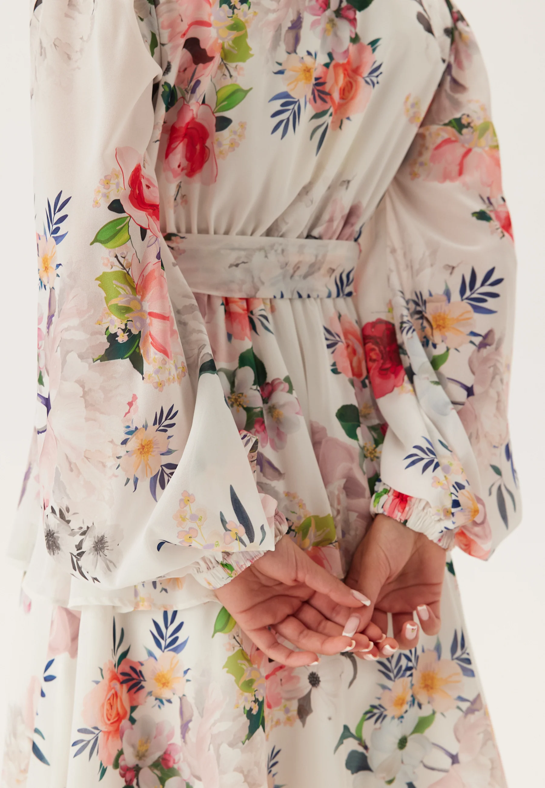 Floral Long Sleeve Tiered Skater Dress - Image 4
