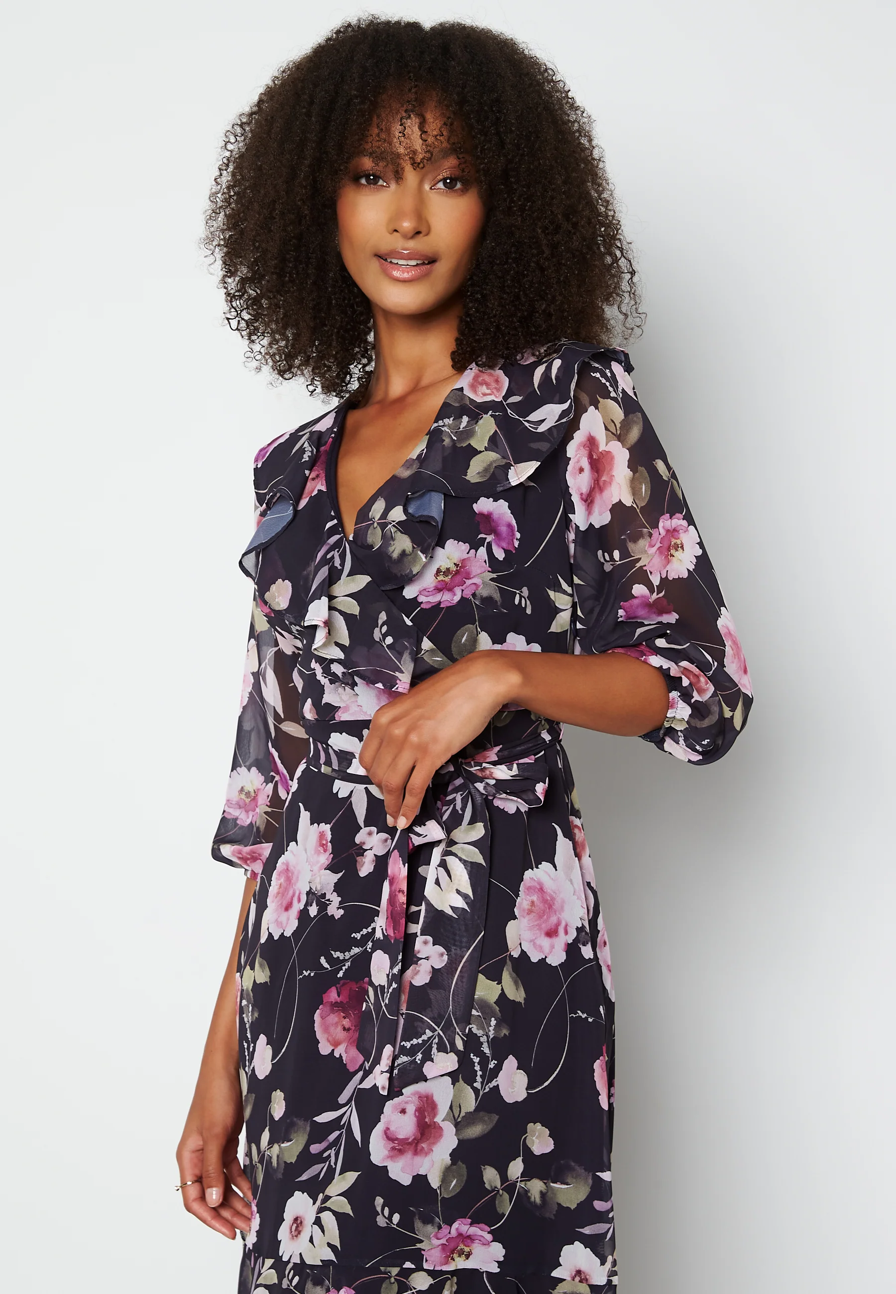 Flounce 3/4 Sleeve Dress - Image 3
