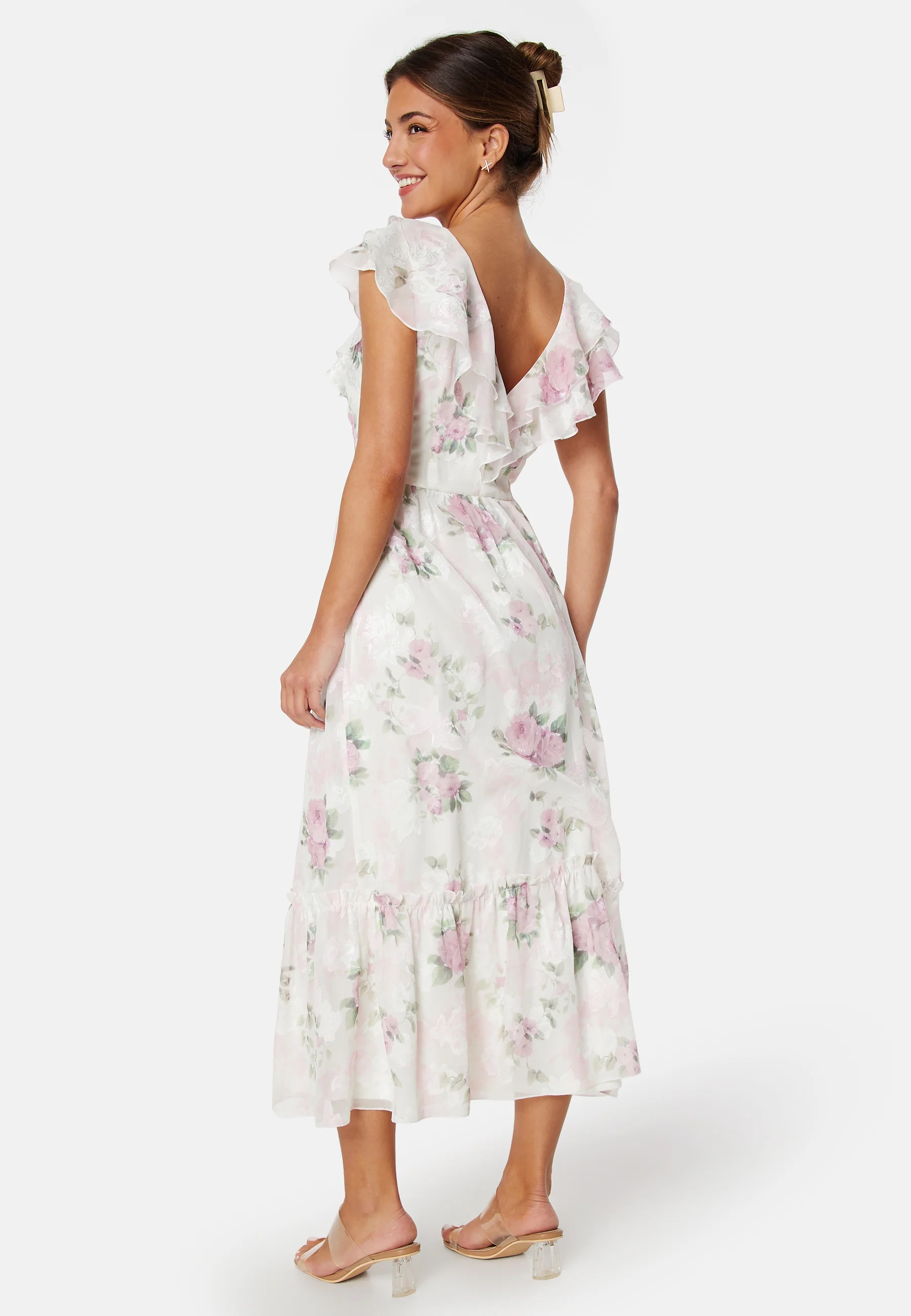 Flounce Jacquard Midi Dress - Image 3