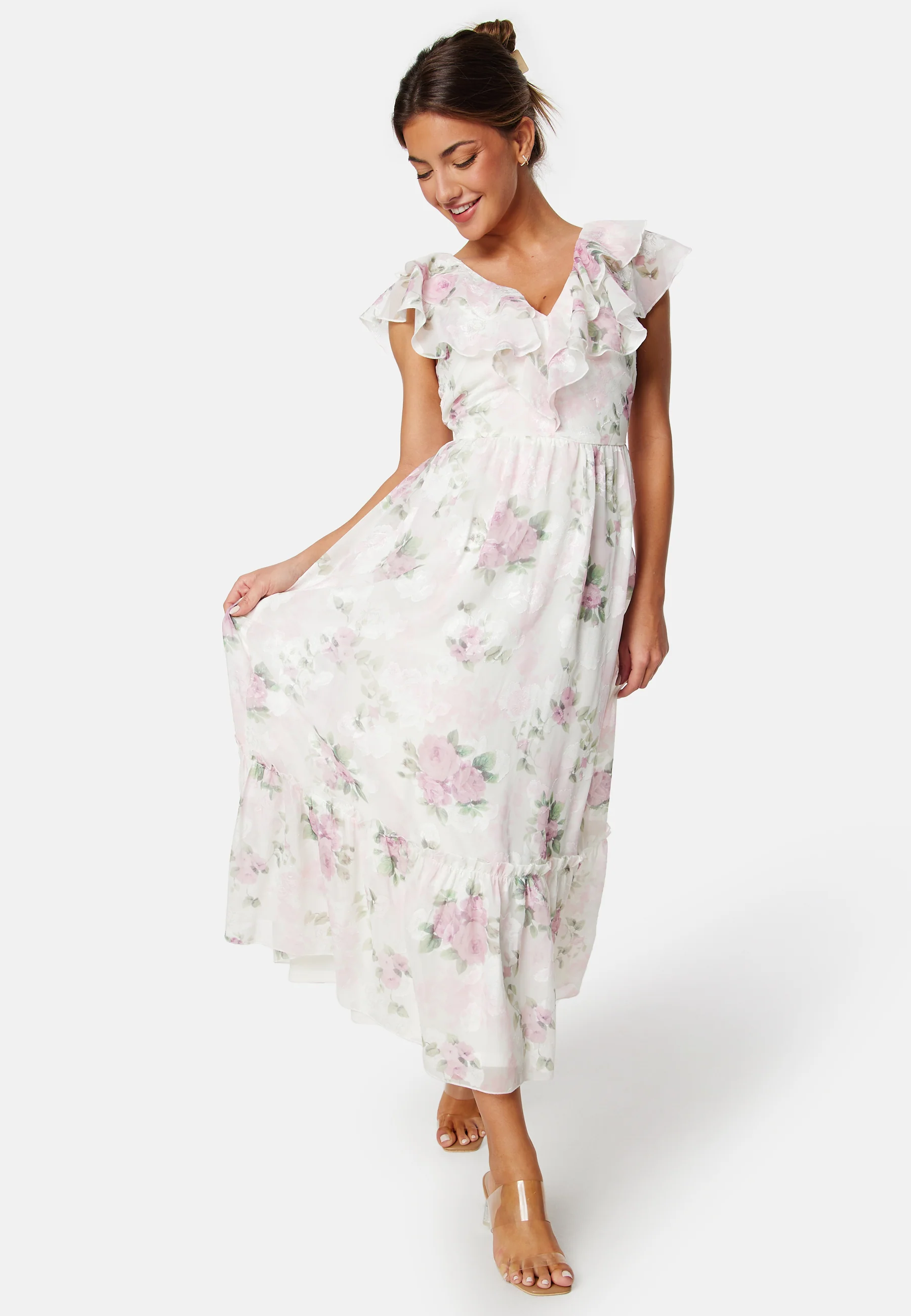 Flounce Jacquard Midi Dress - Image 4