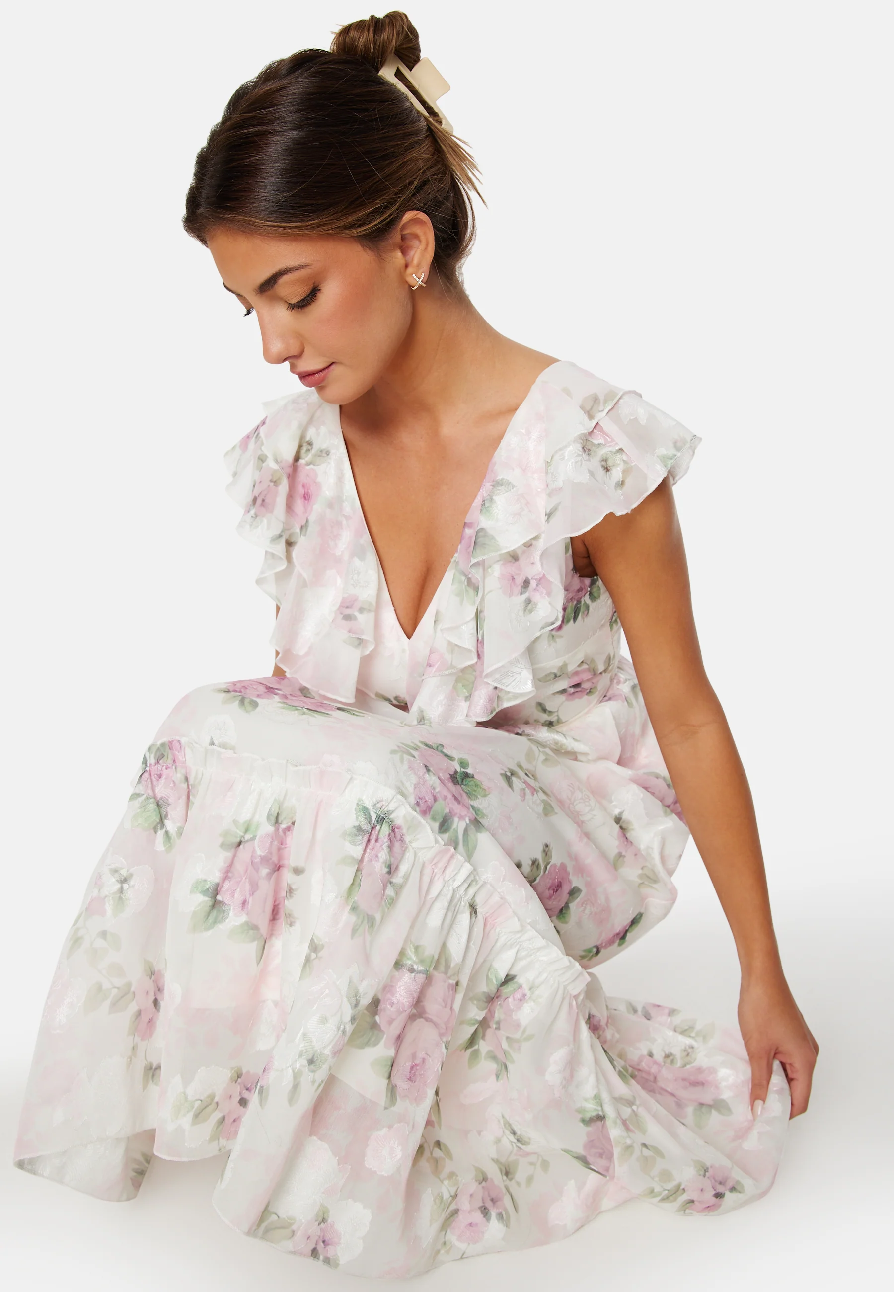 Flounce Jacquard Midi Dress - Image 5