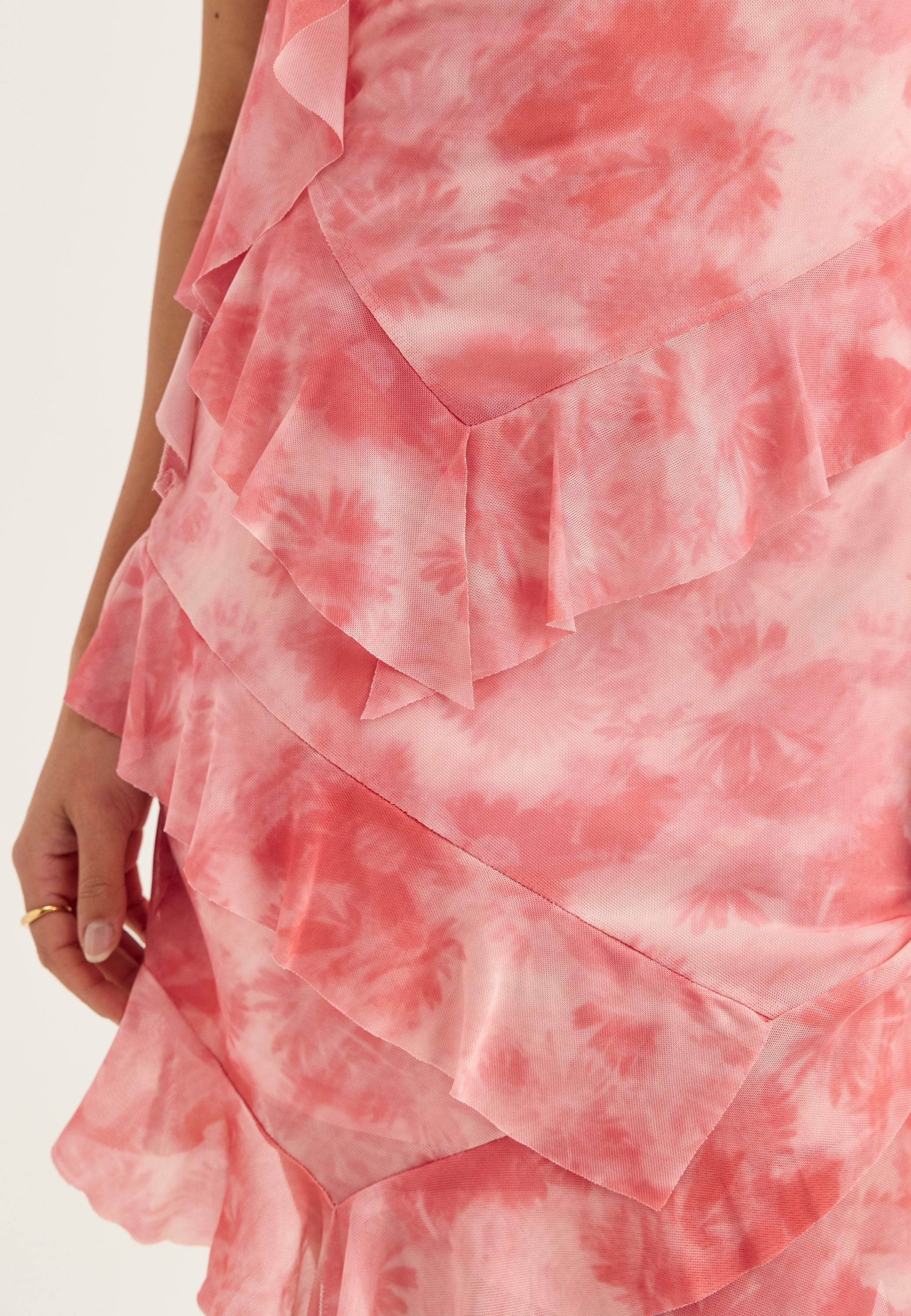 Flounce Mesh Short Dress - Image 5