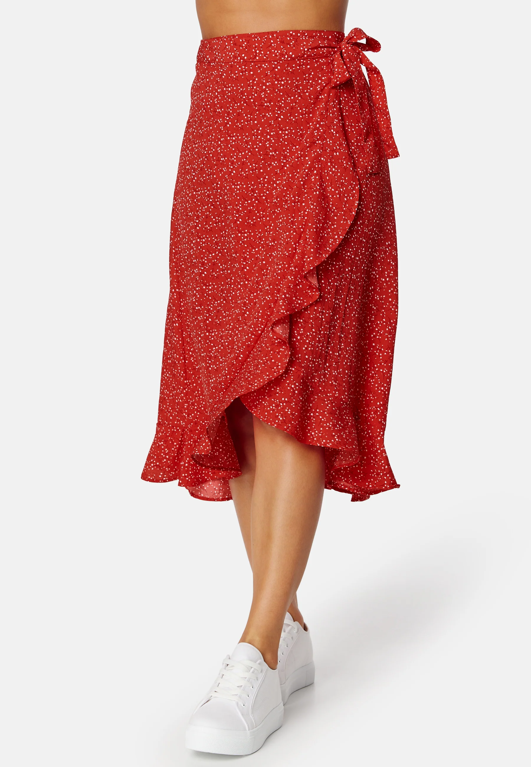 Flounce Midi Wrap Skirt