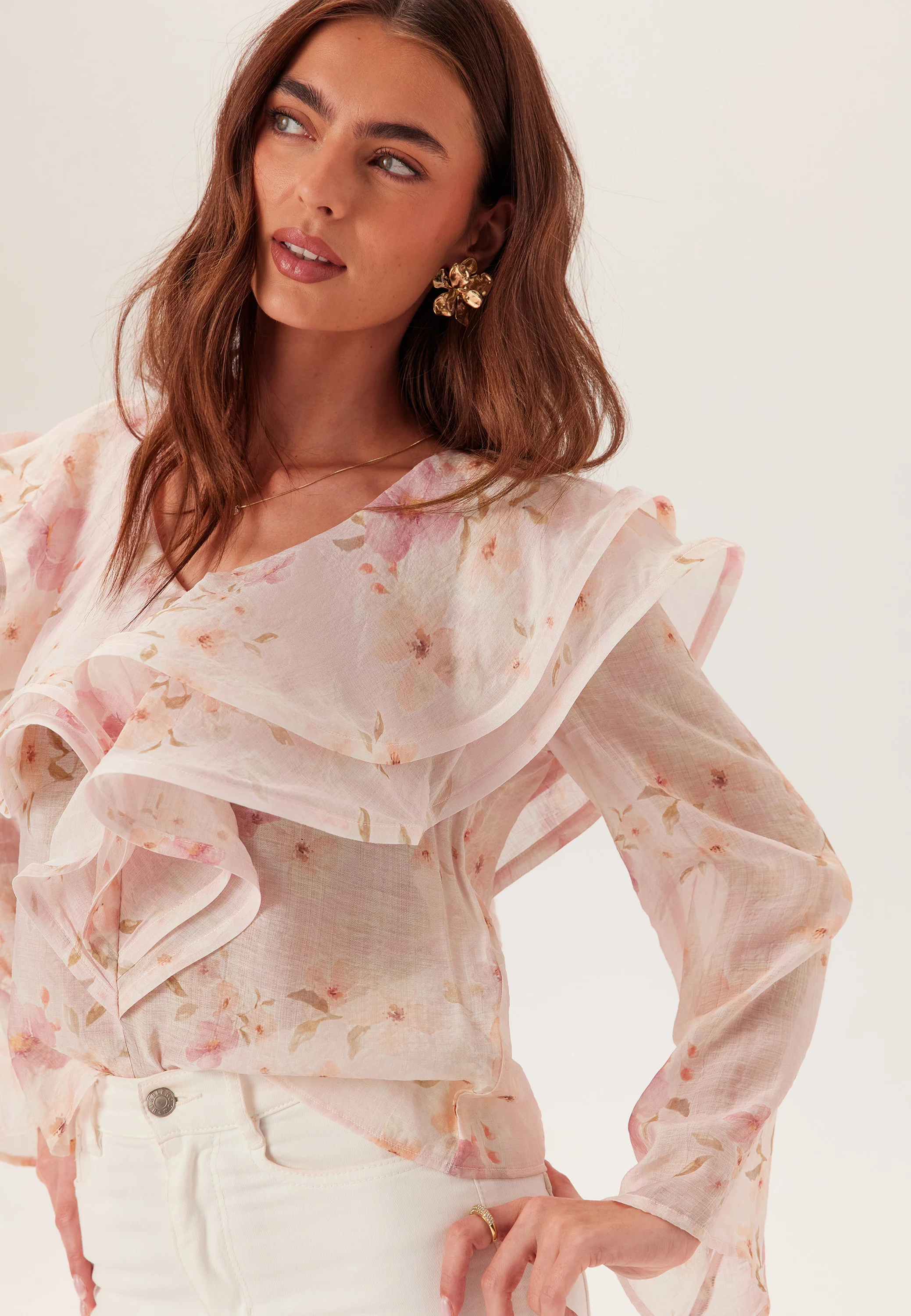 Flounce Sheer Blouse - Image 2