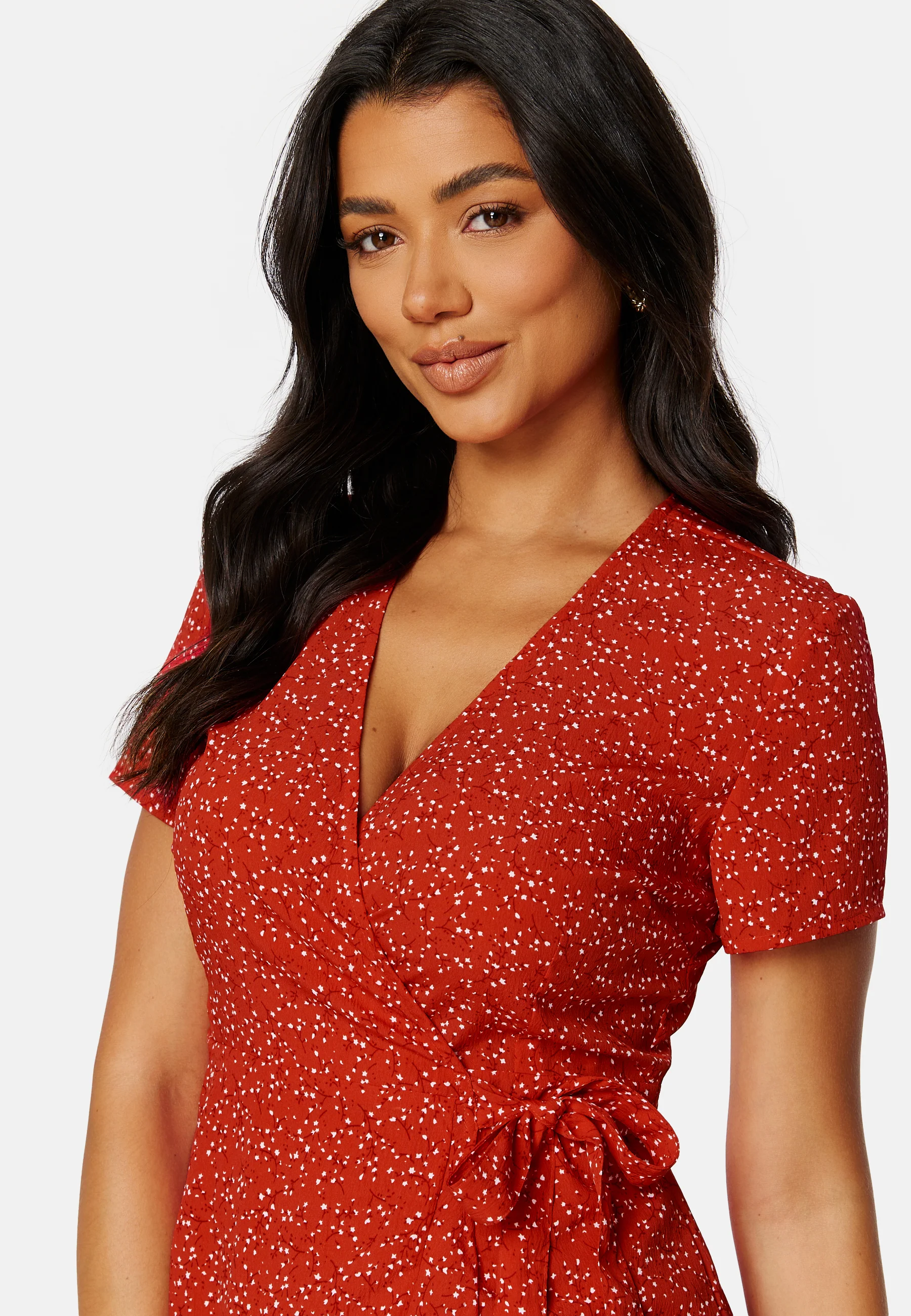 Flounce Short Wrap Dress - Image 4