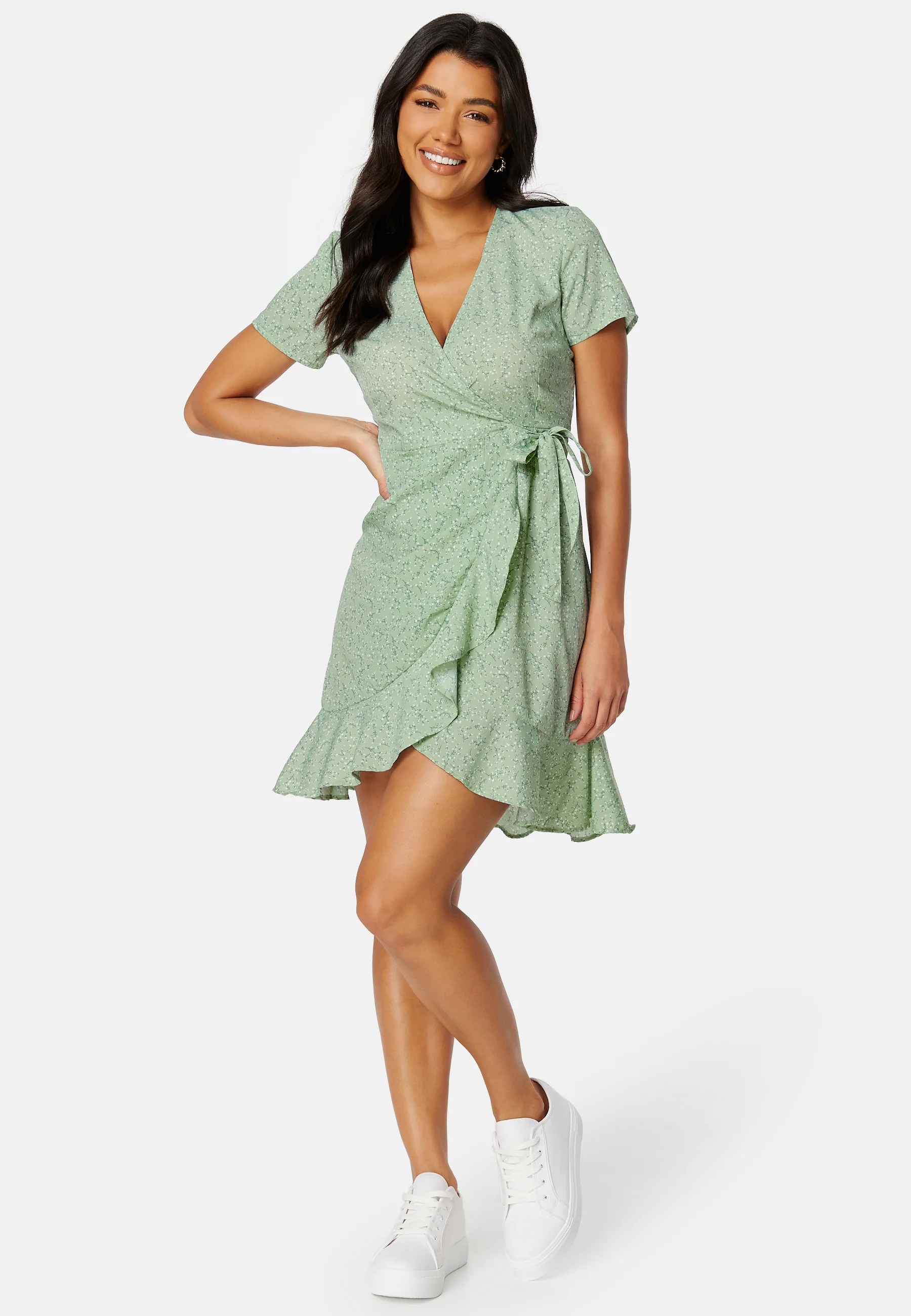 Flounce Short Wrap Dress - Image 2