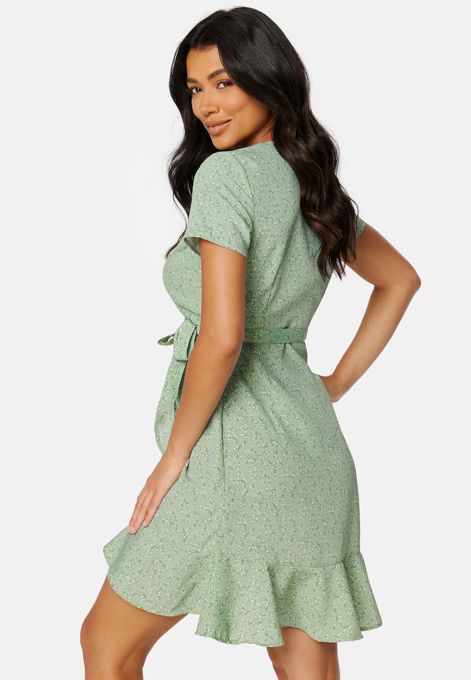 Flounce Short Wrap Dress - Image 3