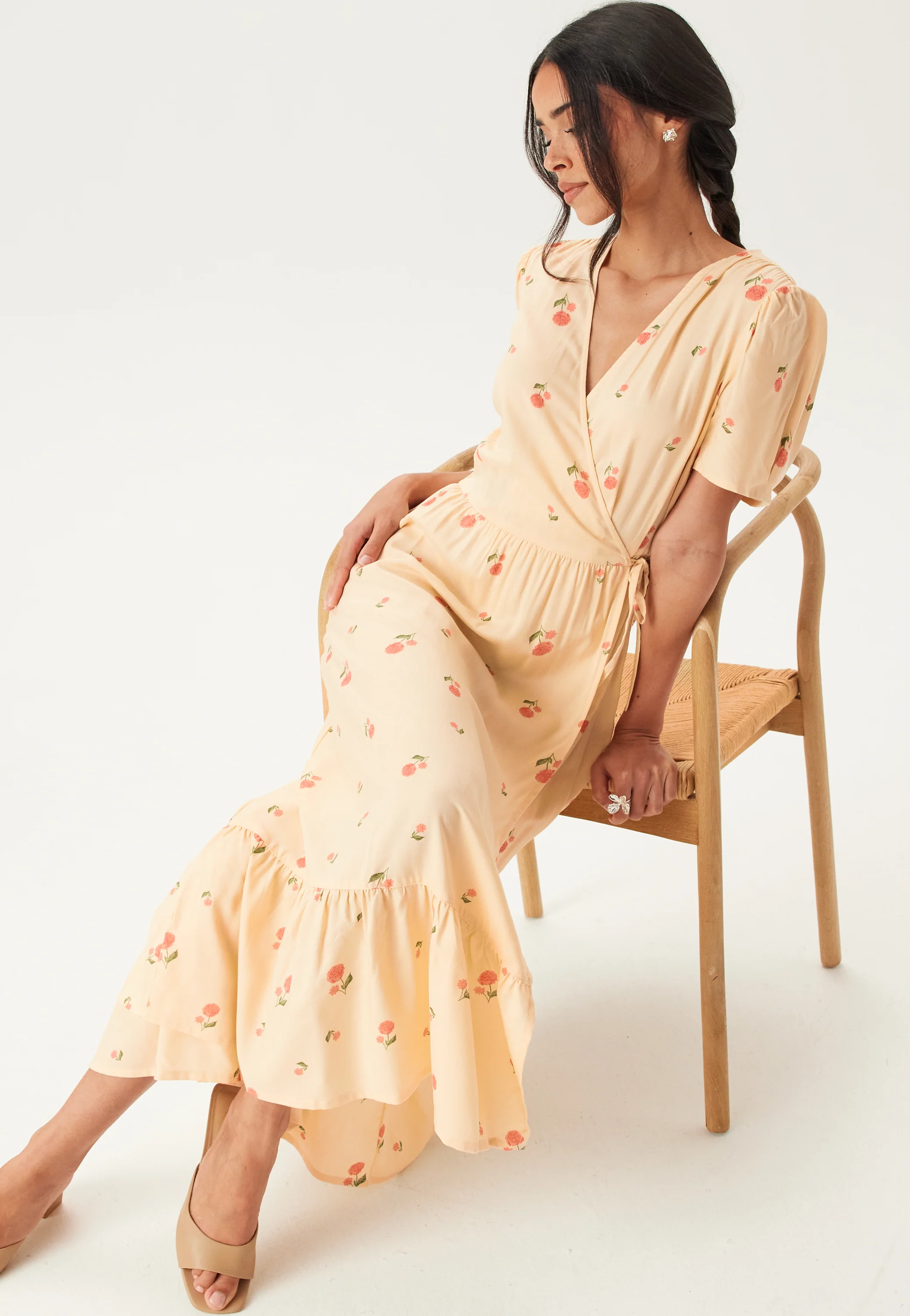 Flounce Viscose Wrap Dress - Image 3