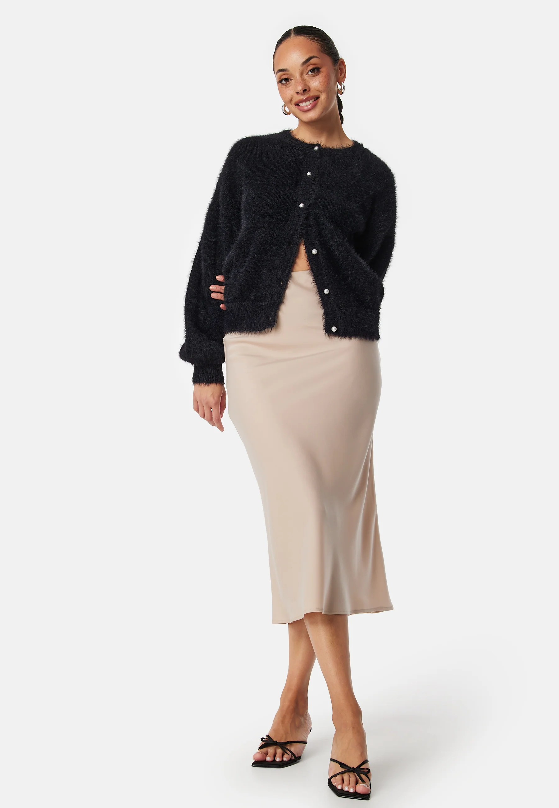 Fluffy Knitted Pearl Cardigan - Image 5