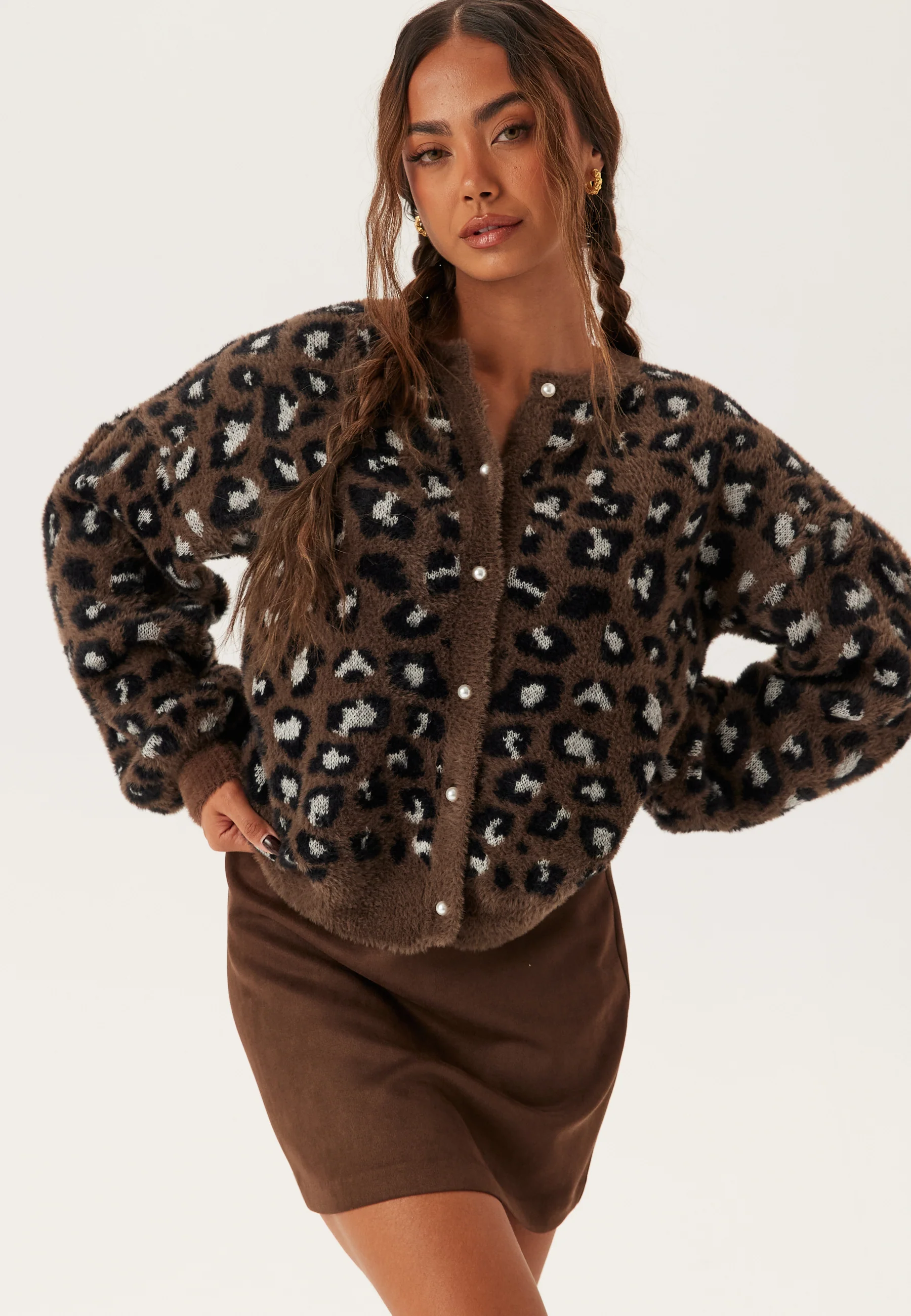 Fluffy Knitted Pearl Cardigan - Image 2