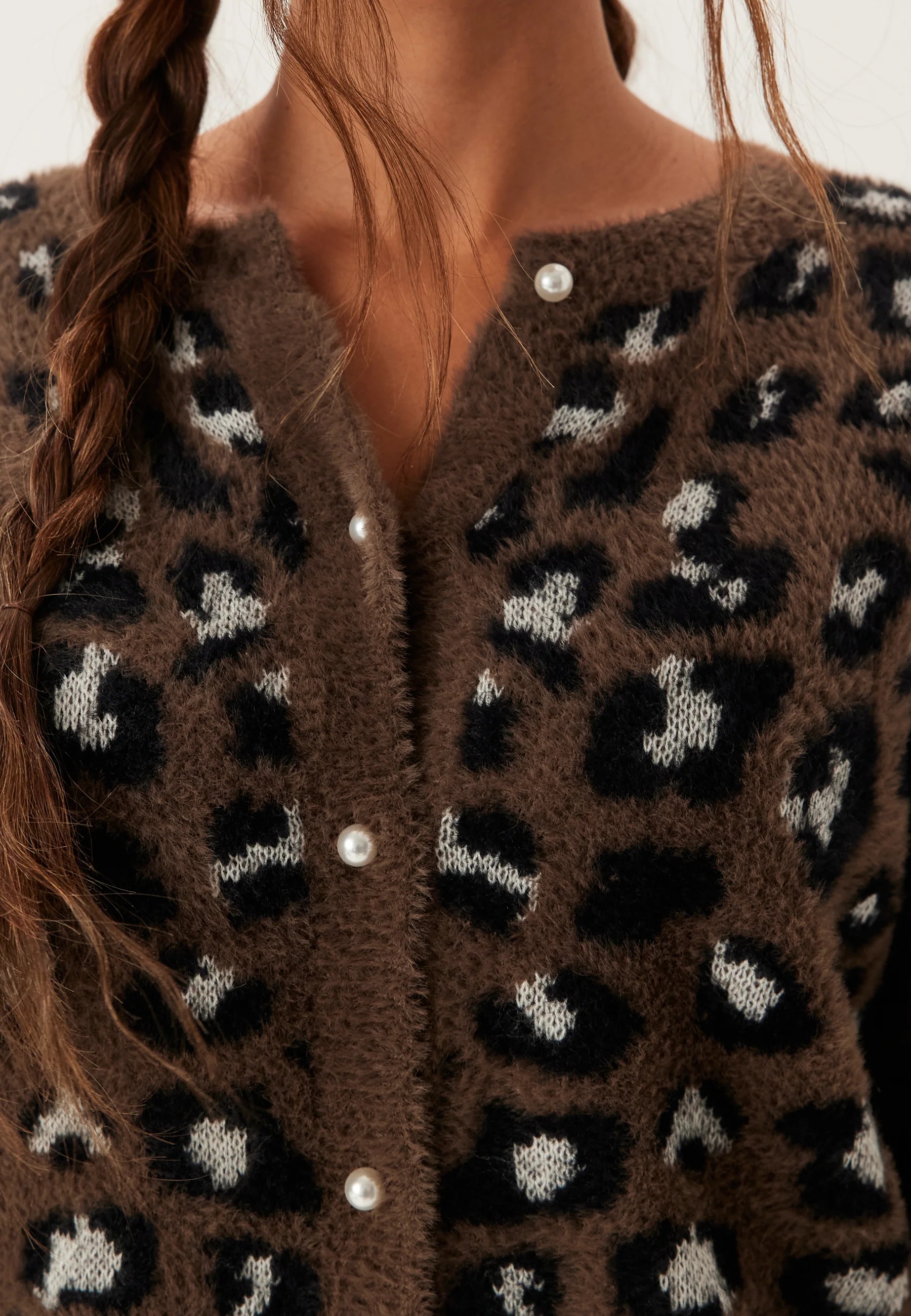 Fluffy Knitted Pearl Cardigan - Image 5