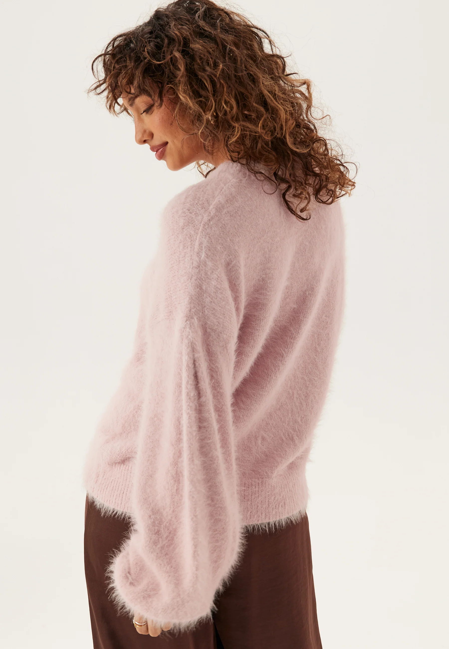 Fluffy Knitted Pearl Cardigan - Image 3