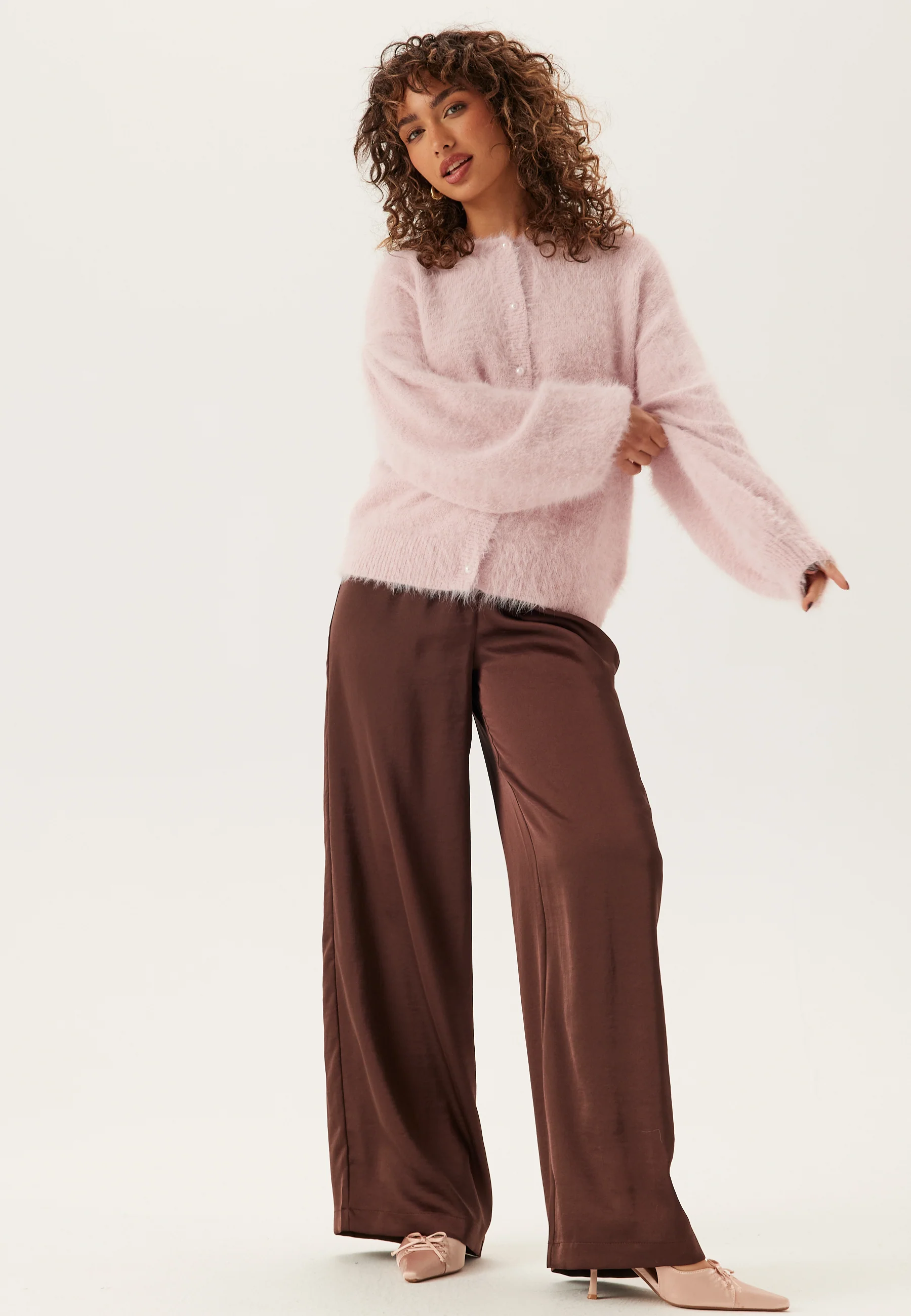 Fluffy Knitted Pearl Cardigan - Image 4