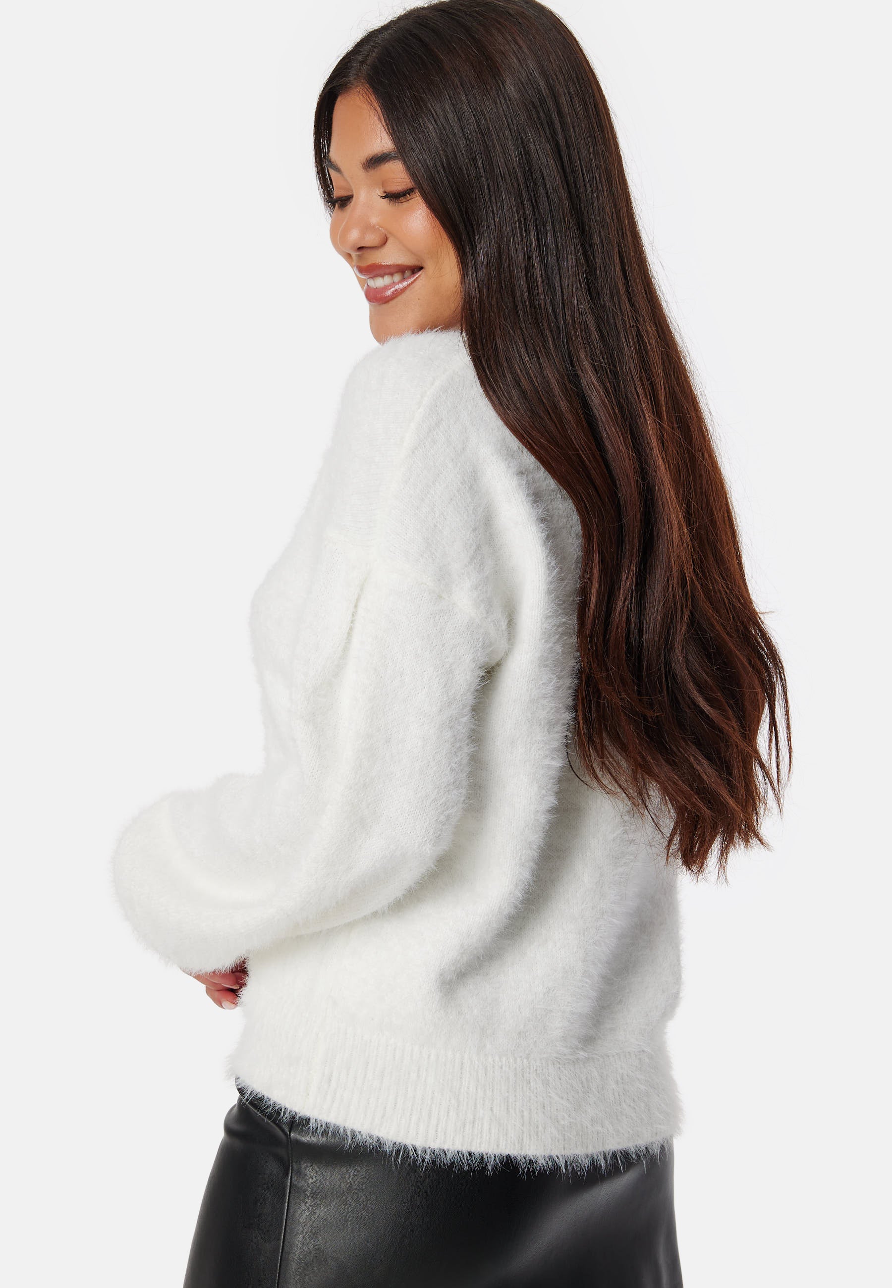 Fluffy Knitted Pearl Cardigan - Image 2