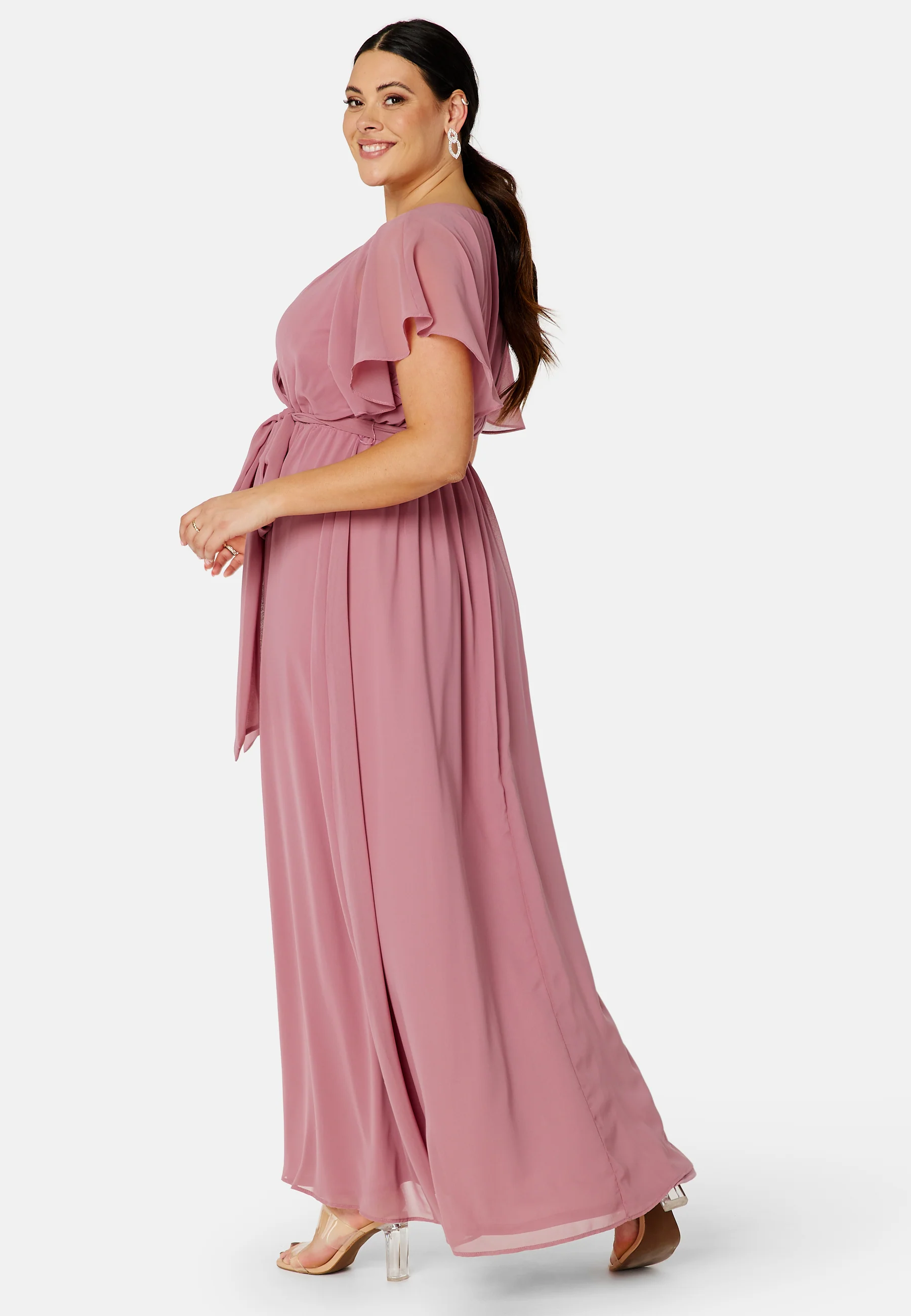 Flutter Sleeve Chiffon Maxi Curve Dress - Image 2