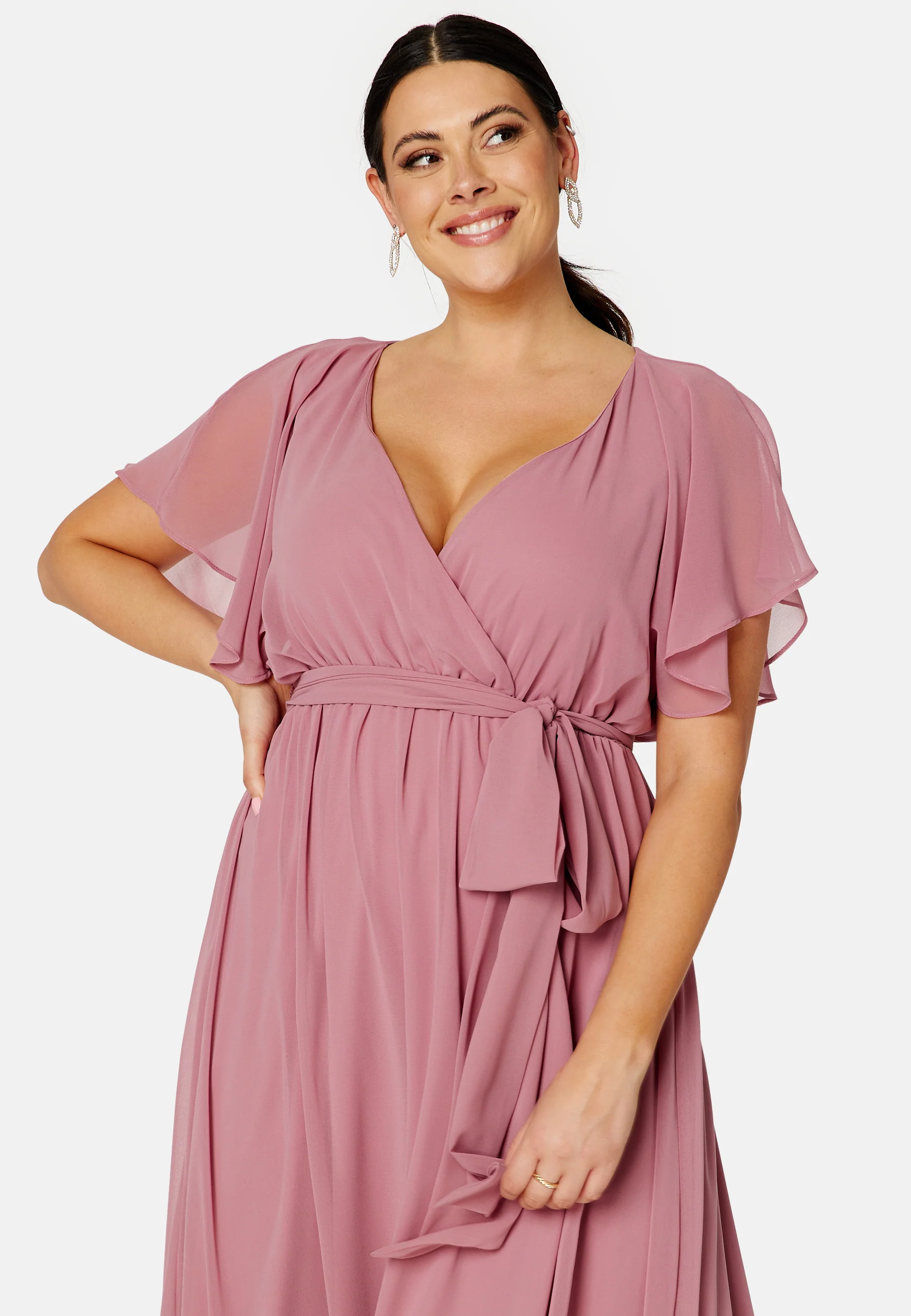 Flutter Sleeve Chiffon Maxi Curve Dress - Image 3