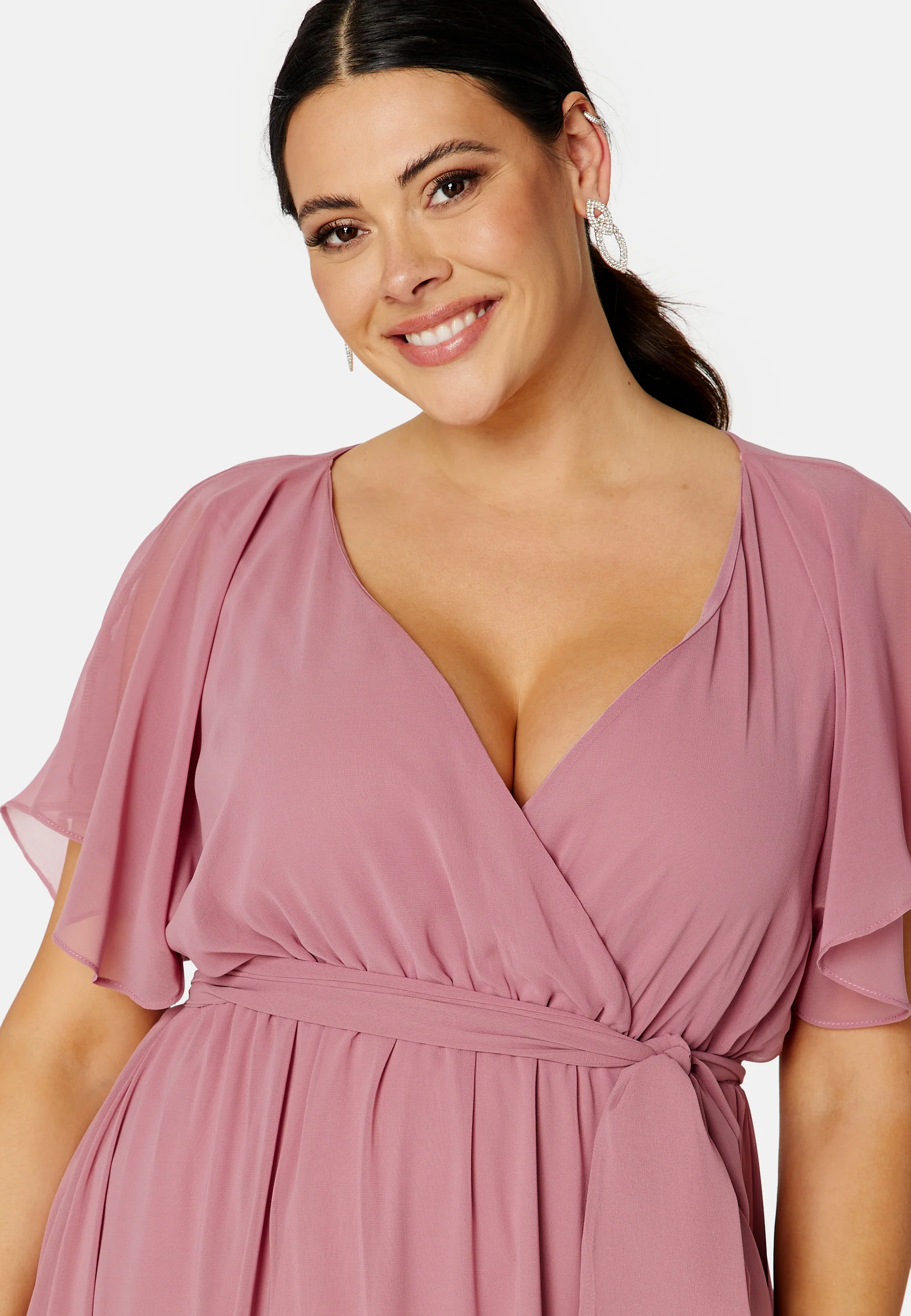 Flutter Sleeve Chiffon Maxi Curve Dress - Image 5