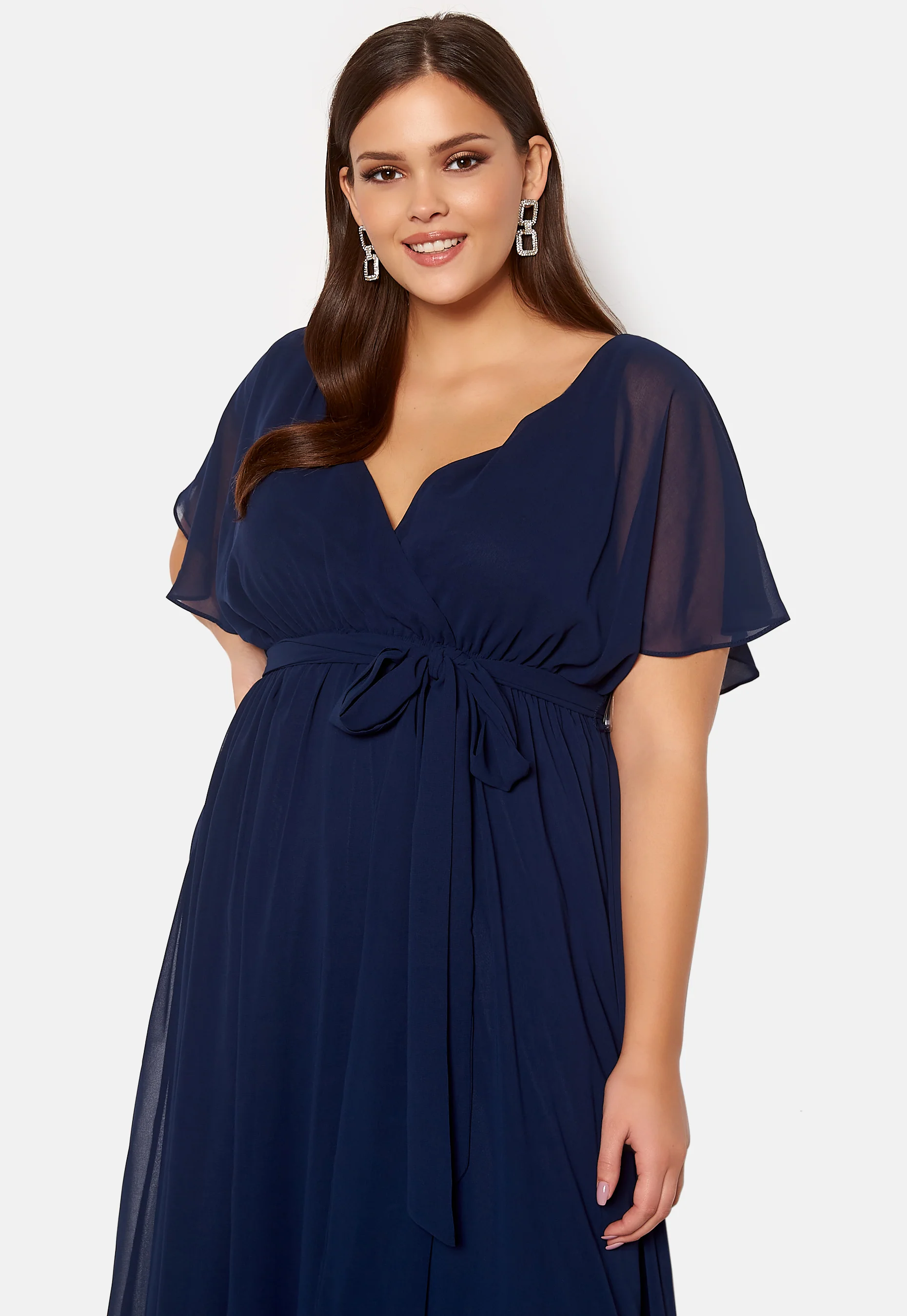 Flutter Sleeve Chiffon Maxi Curve Dress - Image 3
