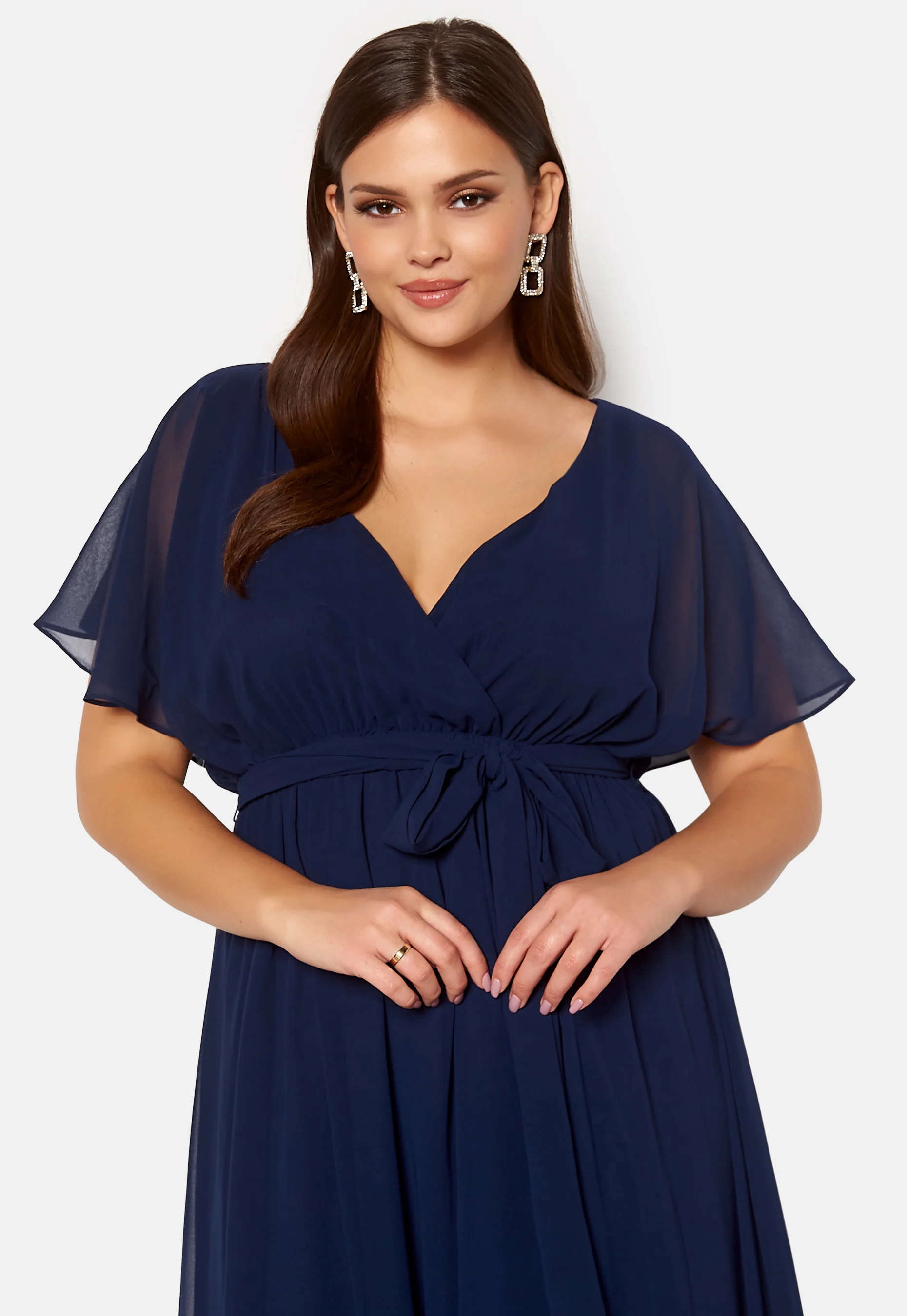 Flutter Sleeve Chiffon Maxi Curve Dress - Image 4