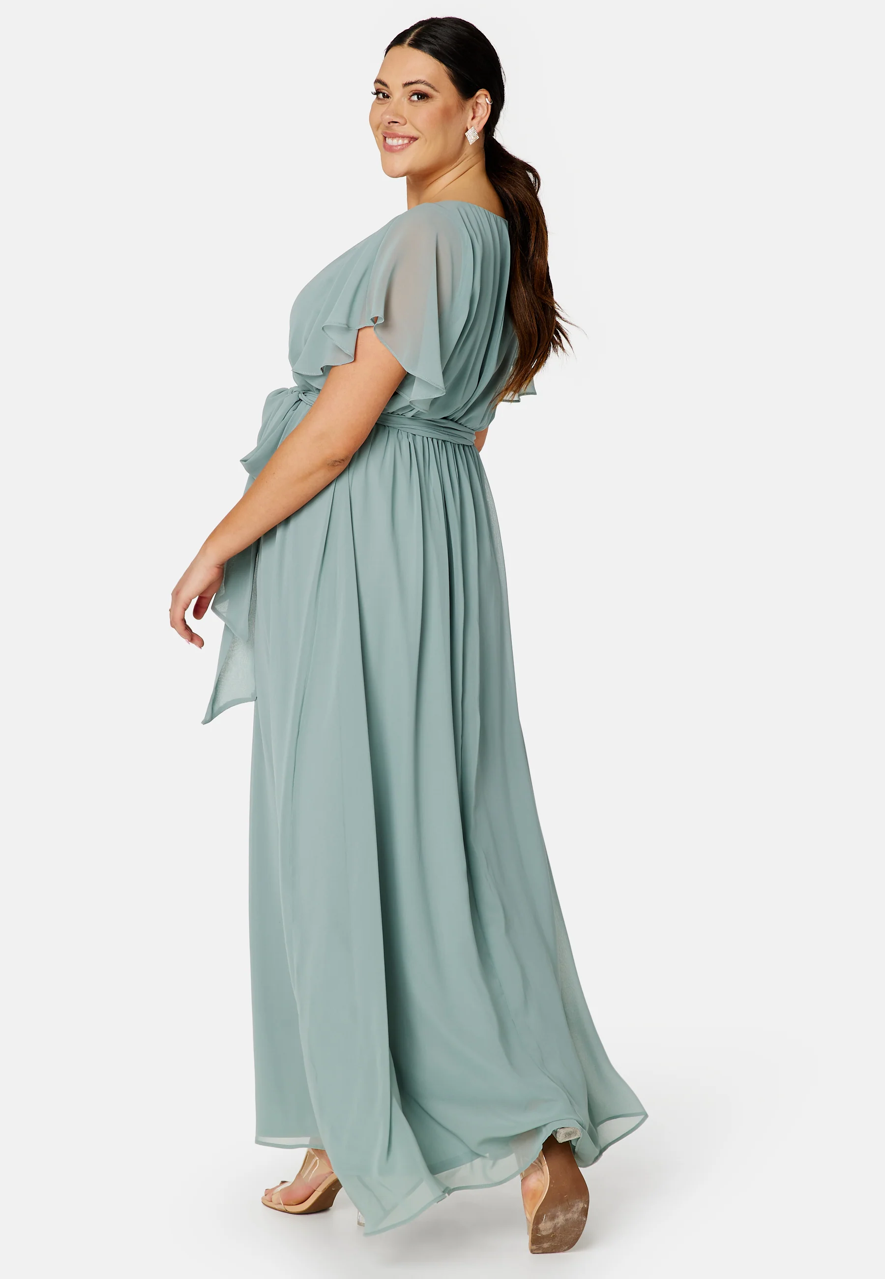 Flutter Sleeve Chiffon Maxi Curve Dress - Image 2