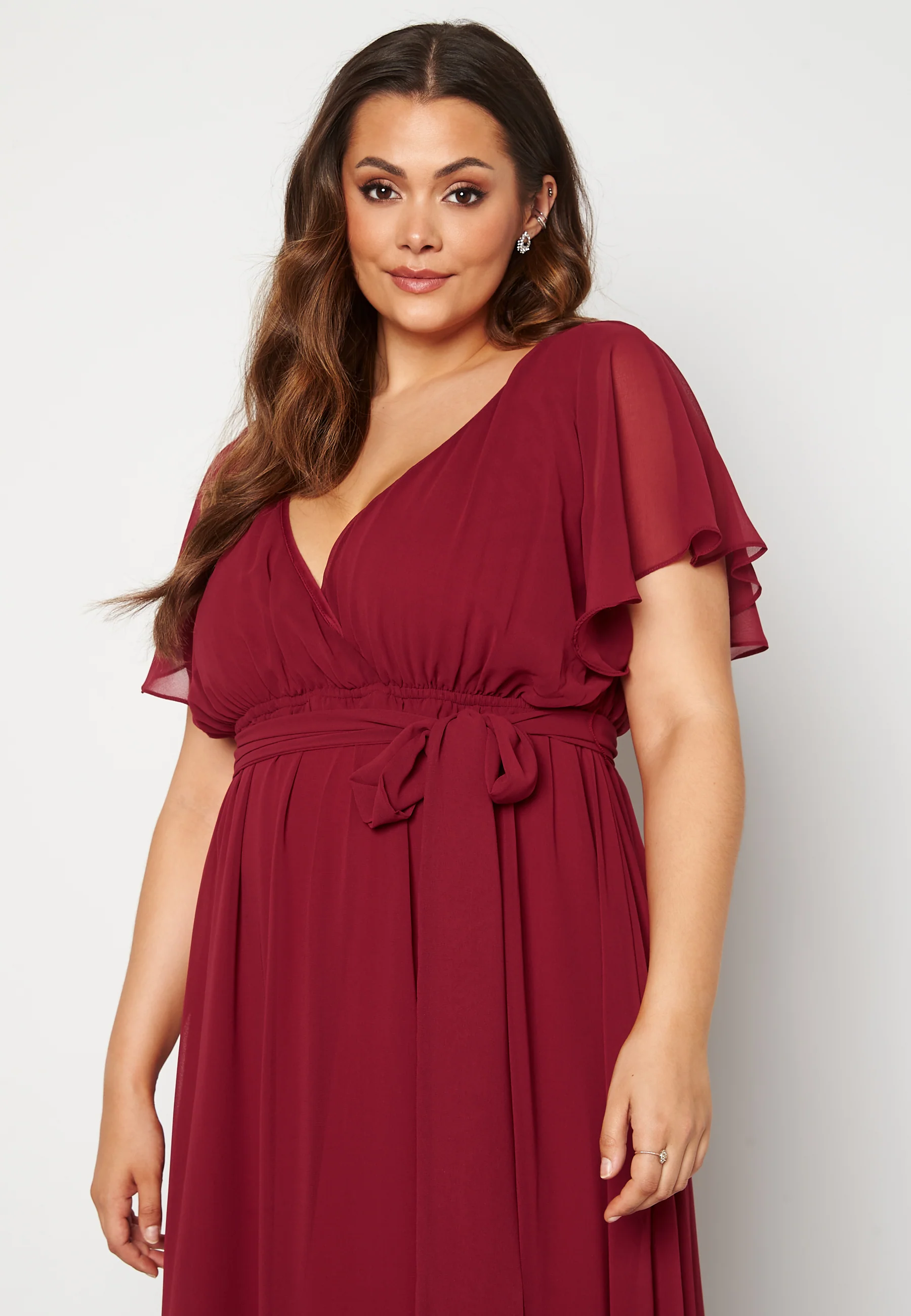 Flutter Sleeve Chiffon Maxi Curve Dress - Image 3