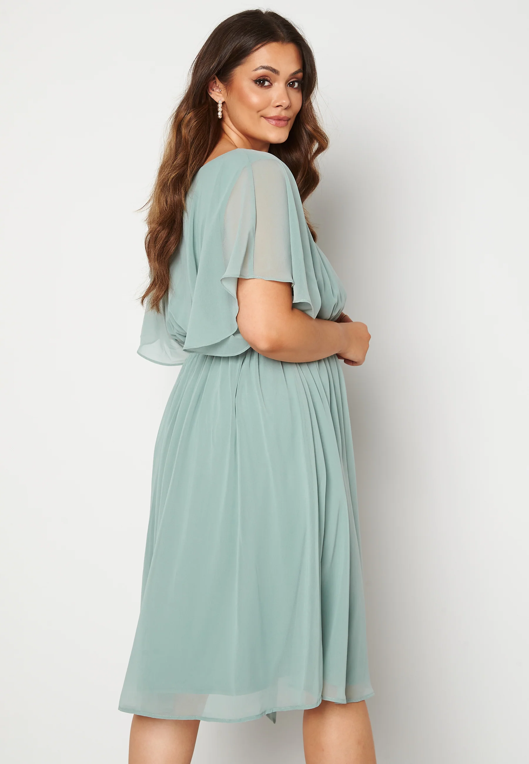 Flutter Sleeve Chiffon Midi Dress - Image 4