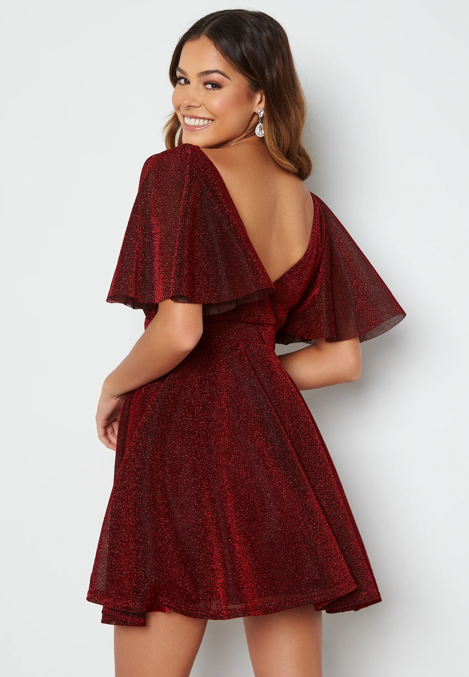 Flutter Sleeve Glitter Skater Dress - Image 3