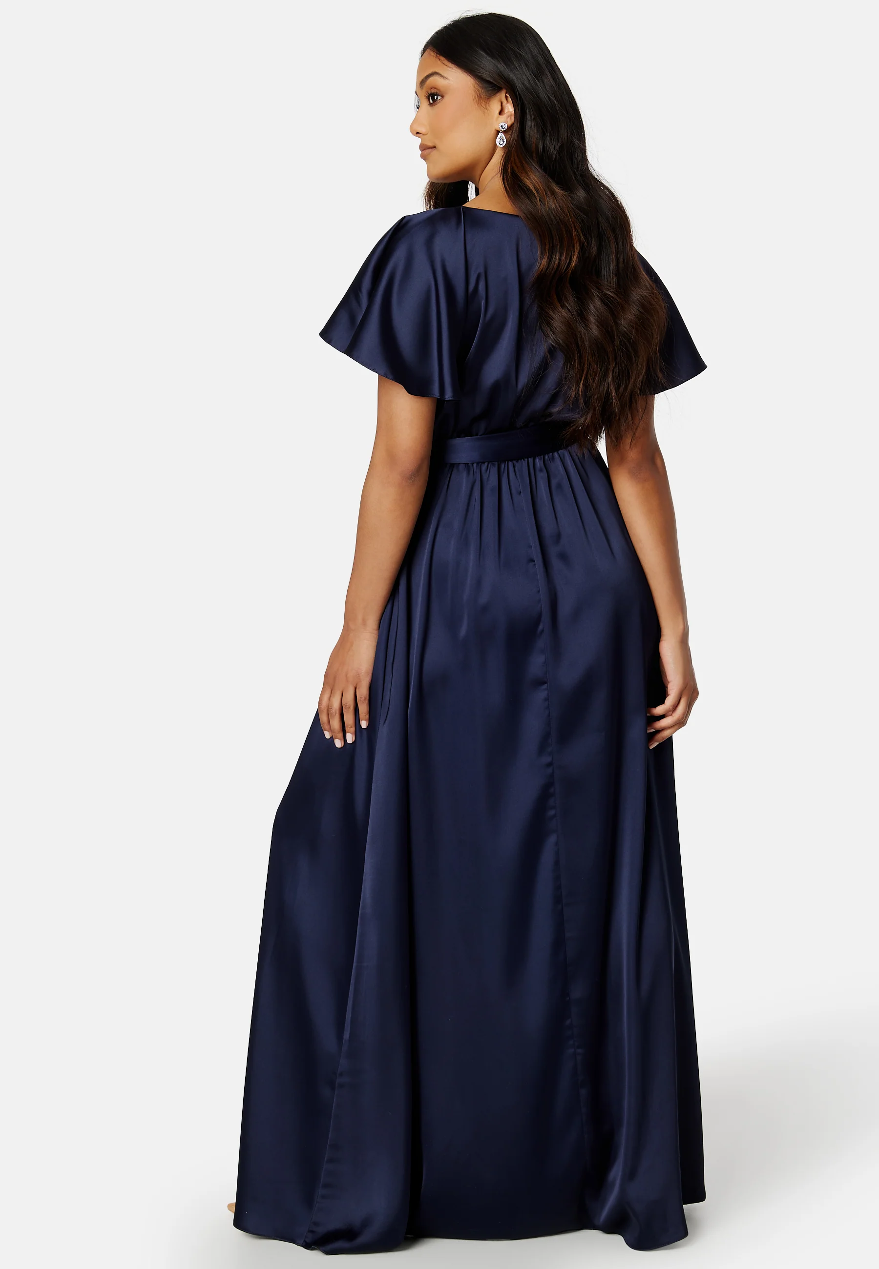 Flutter Sleeve Satin Maxi Dress - Image 2