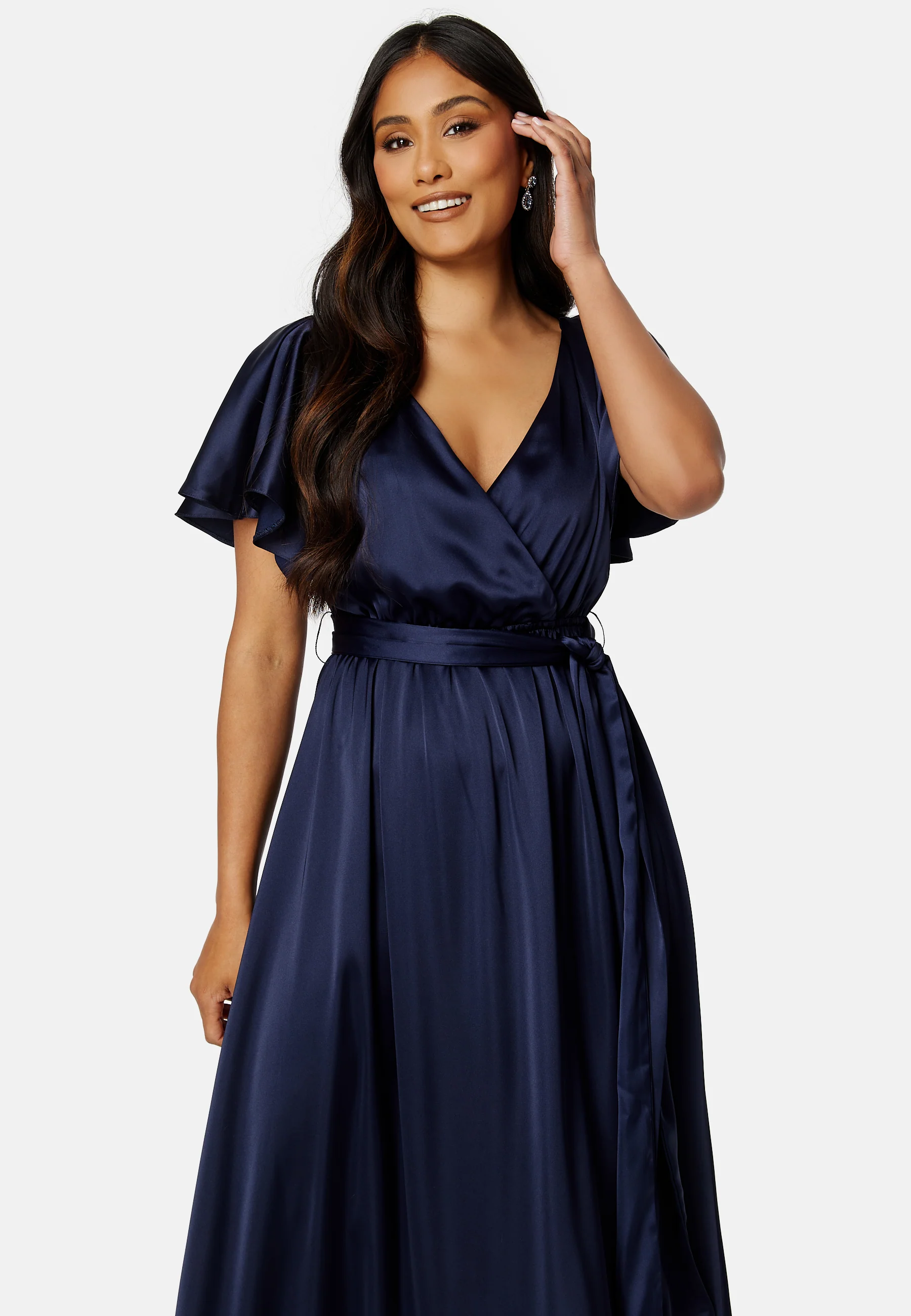 Flutter Sleeve Satin Maxi Dress - Image 3