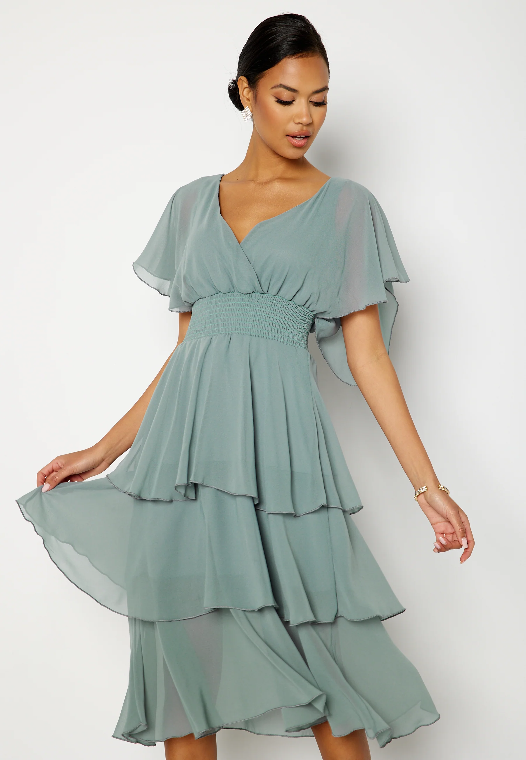 Flutter Tiered Midi Dress - Image 3