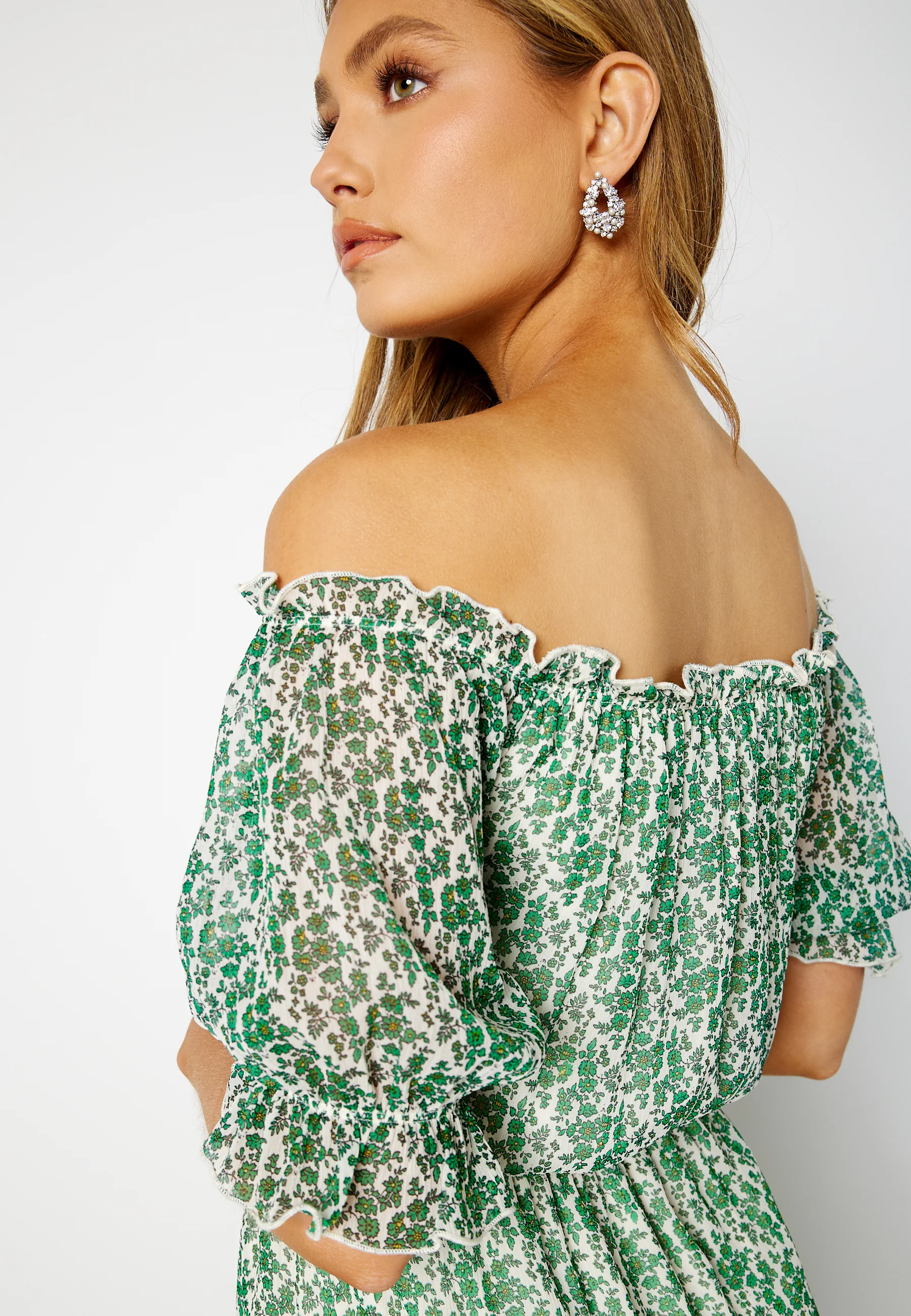 Freeda Printed off Shoulder Dress - Image 4