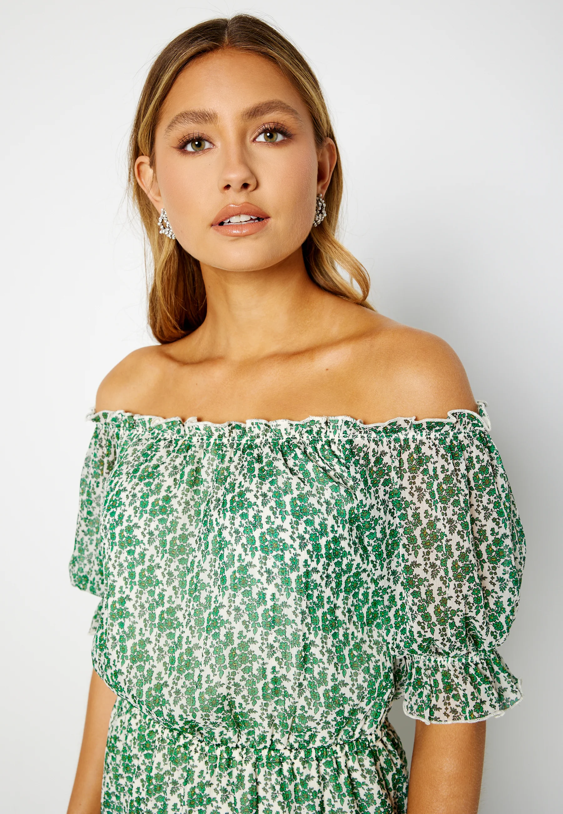Freeda Printed off Shoulder Dress - Image 5