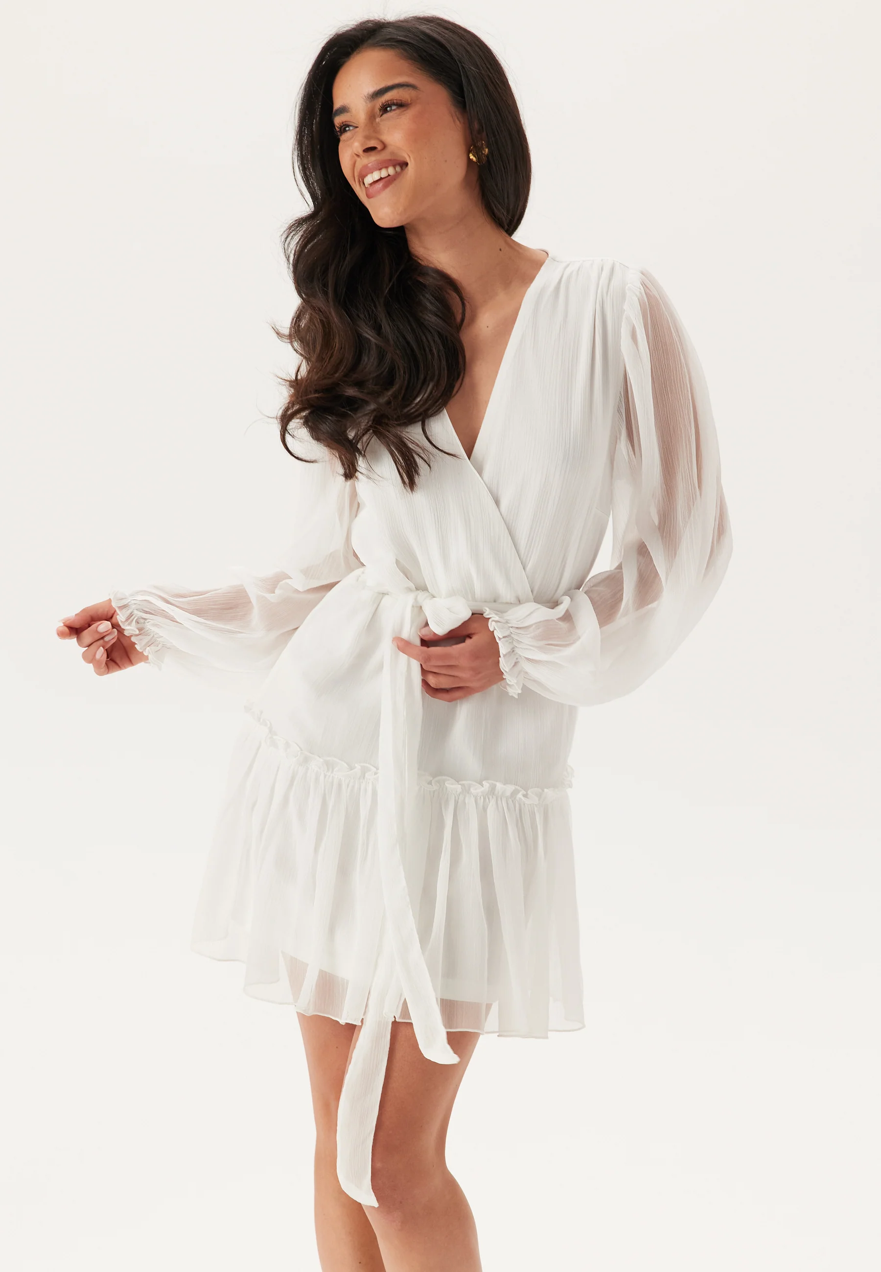 Frill Balloon Sleeve Dress - Image 2