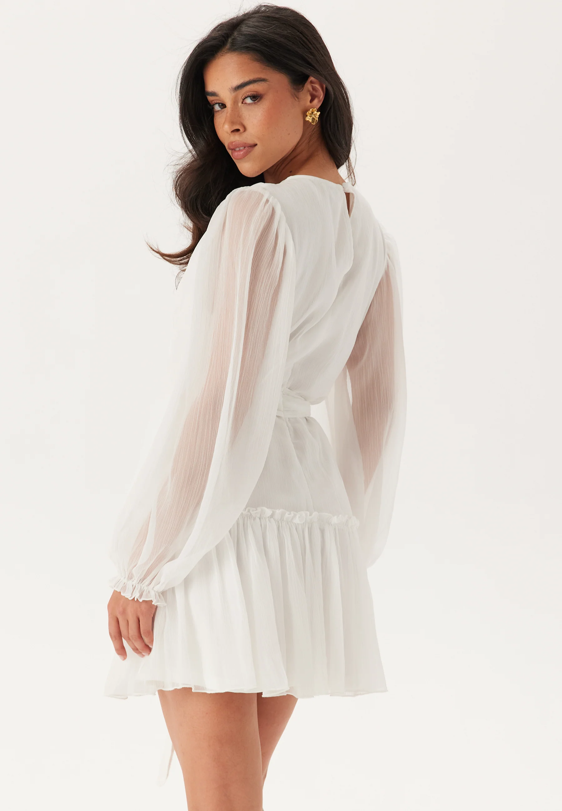 Frill Balloon Sleeve Dress - Image 3