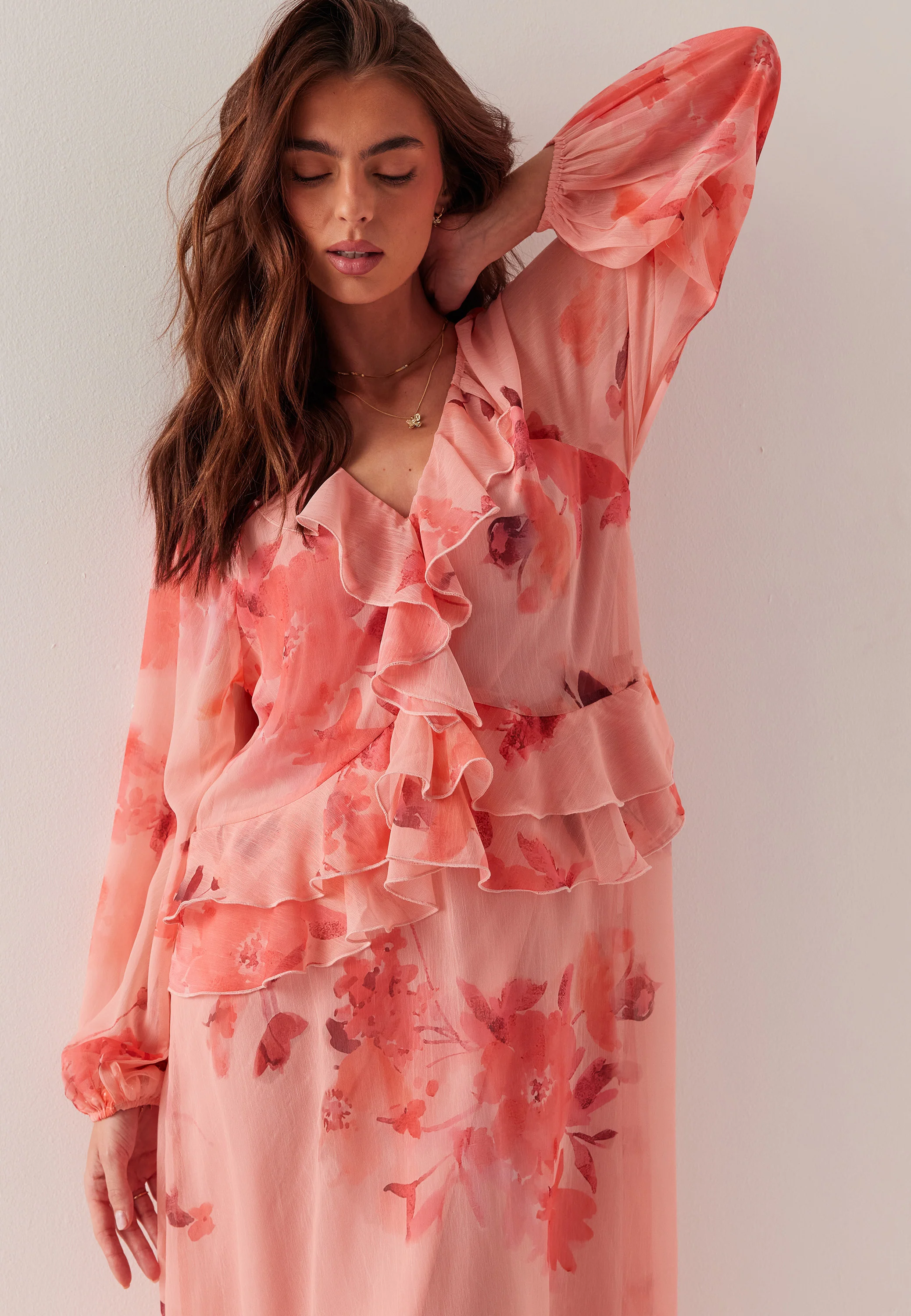 Frill Chiffon Dress - Image 3