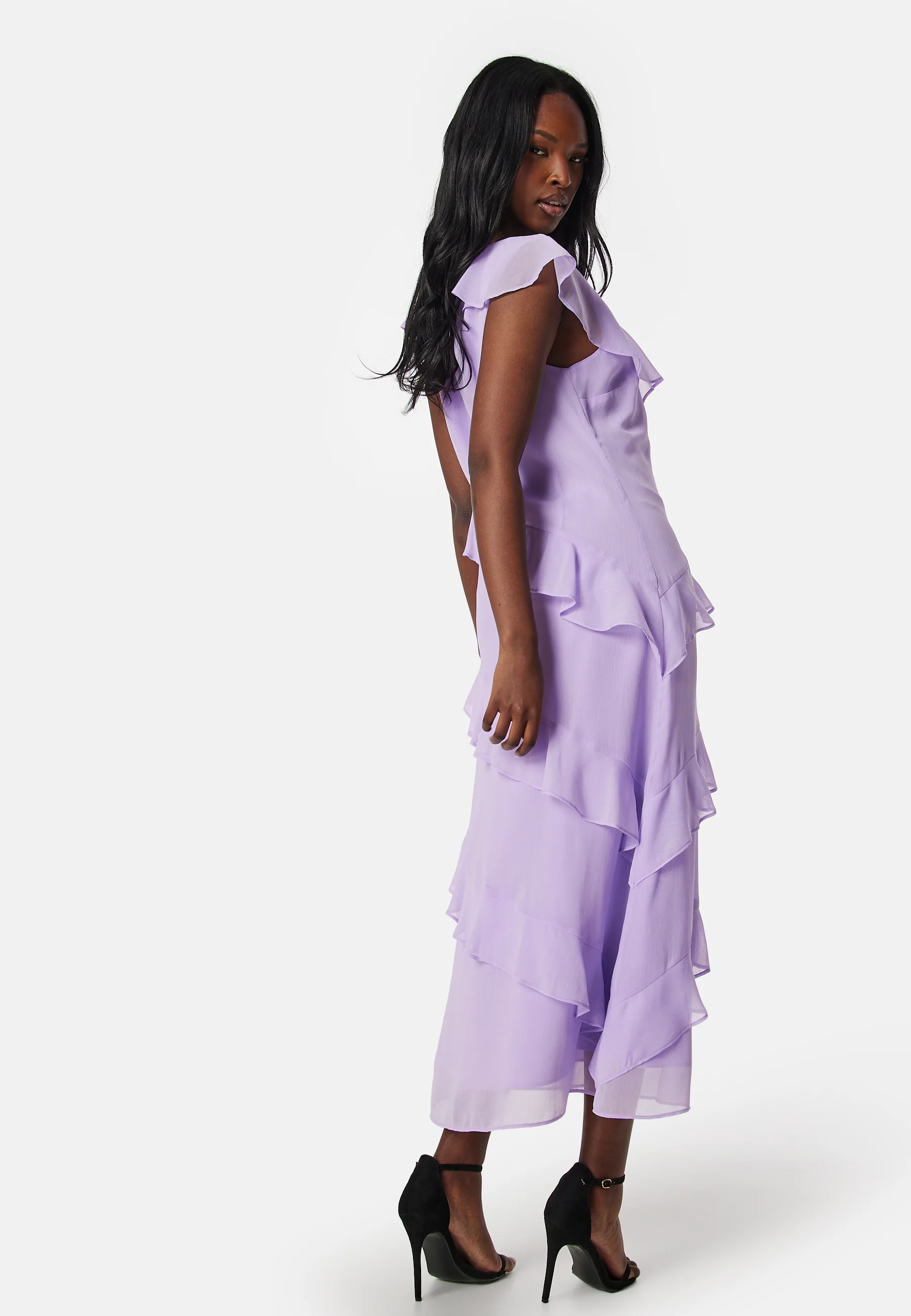 Frill Chiffon Midi Dress - Image 2