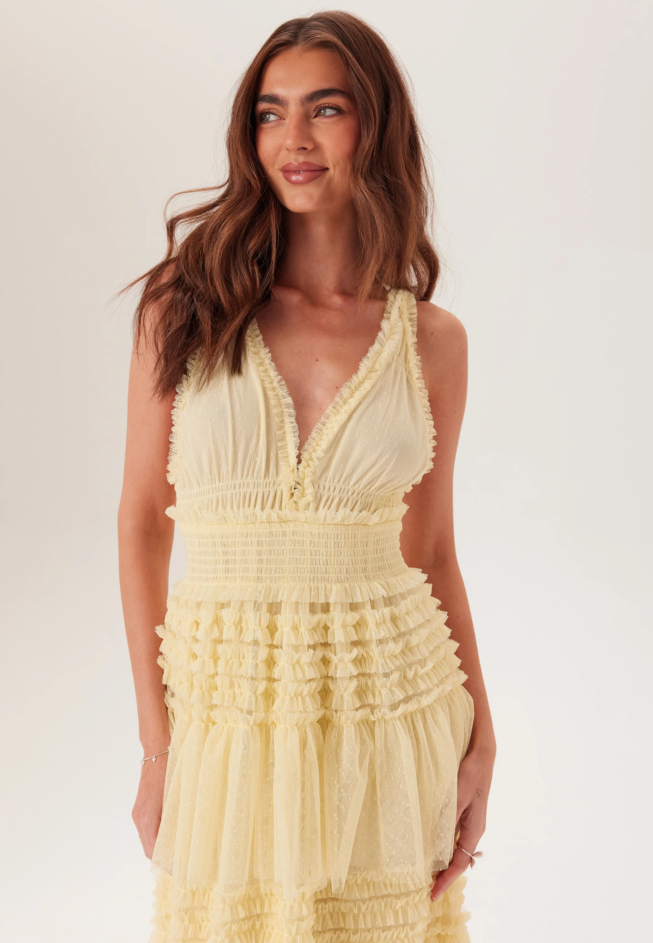 Frill Dotted Tulle Gown - Image 3