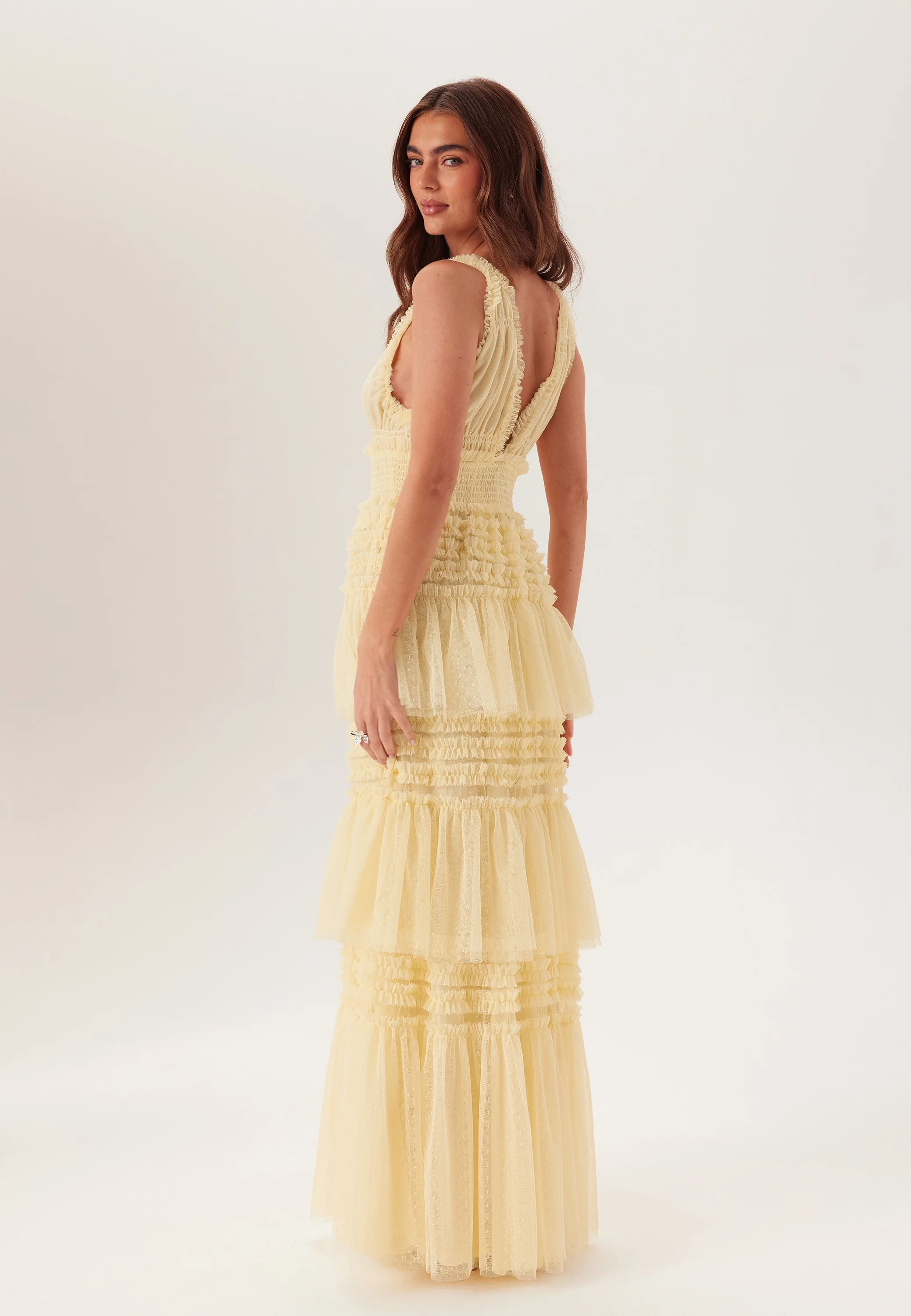 Frill Dotted Tulle Gown - Image 5