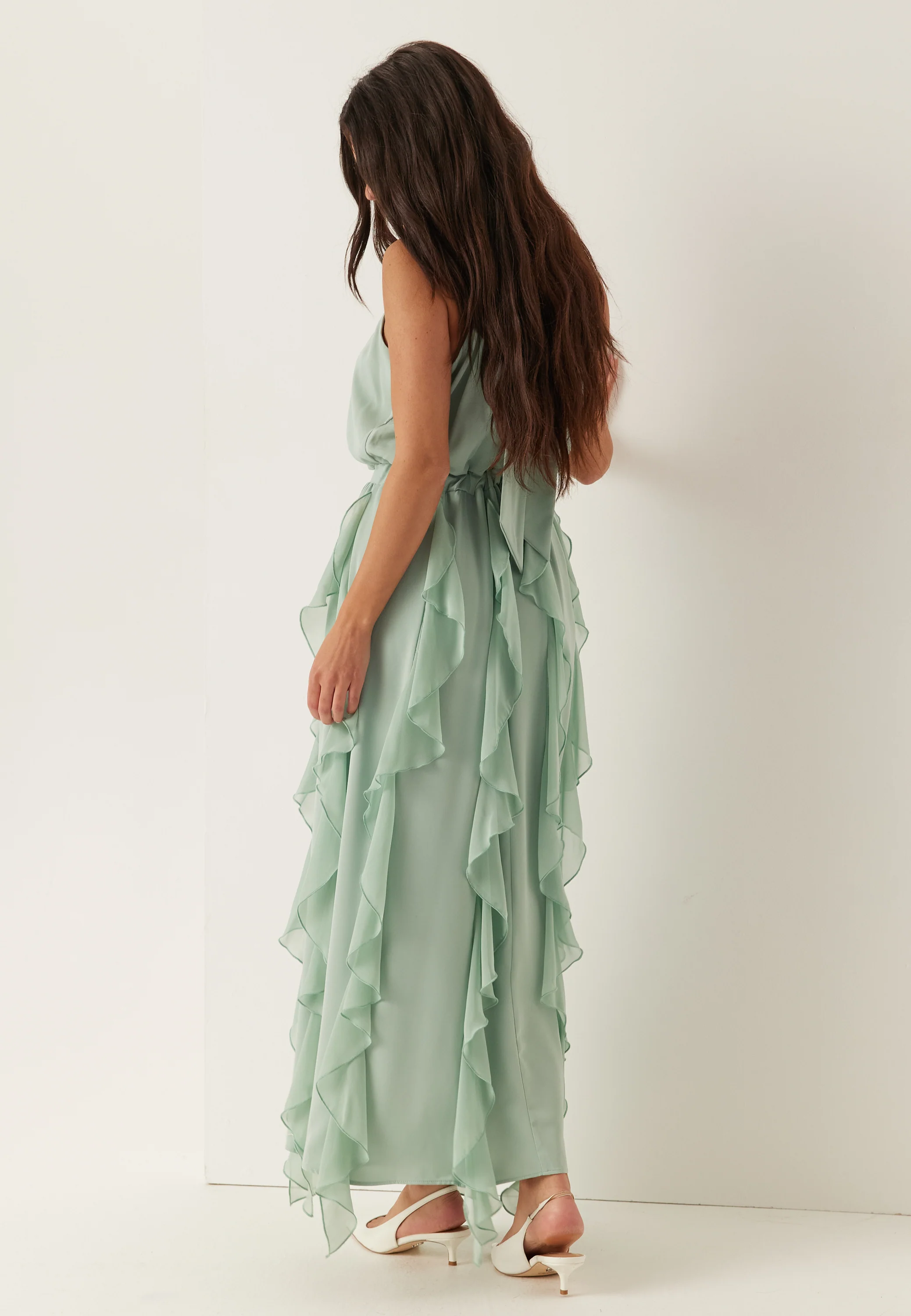 Frill Halterneck Ankle Dress - Image 4