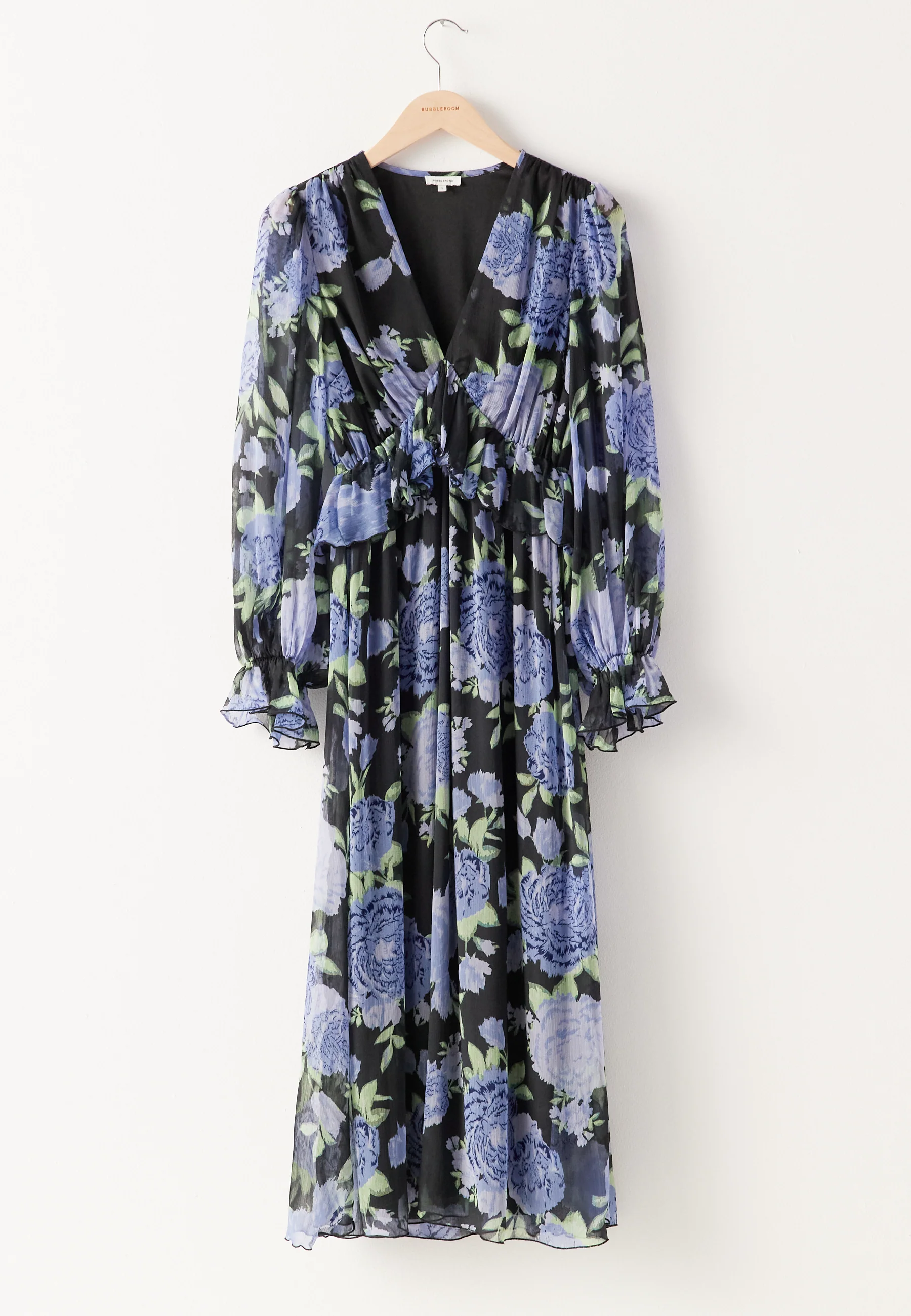Frill L/S Chiffon Midi Dress - Image 5