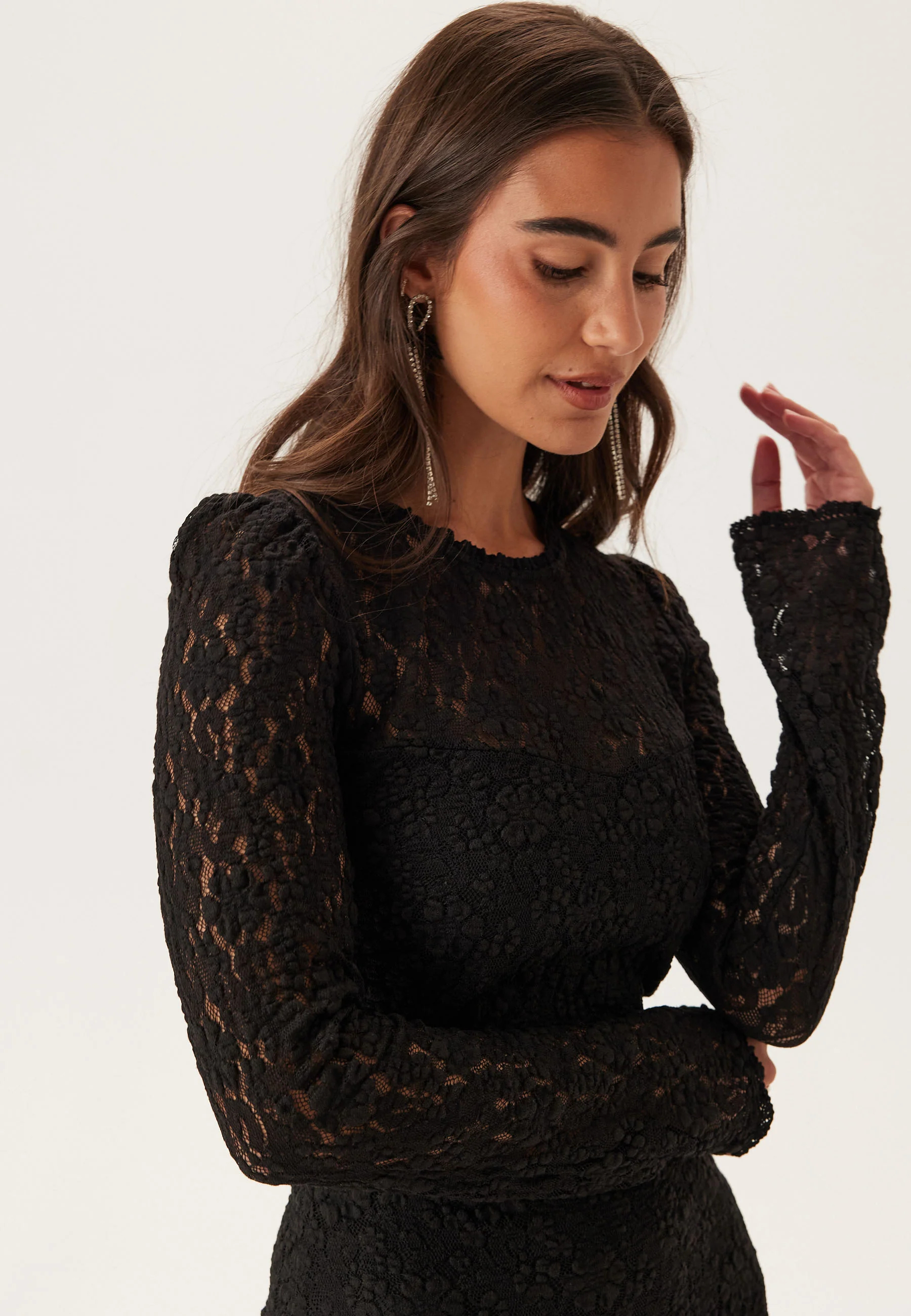 Frill Lace Long Sleeve Maxi Dress - Image 5