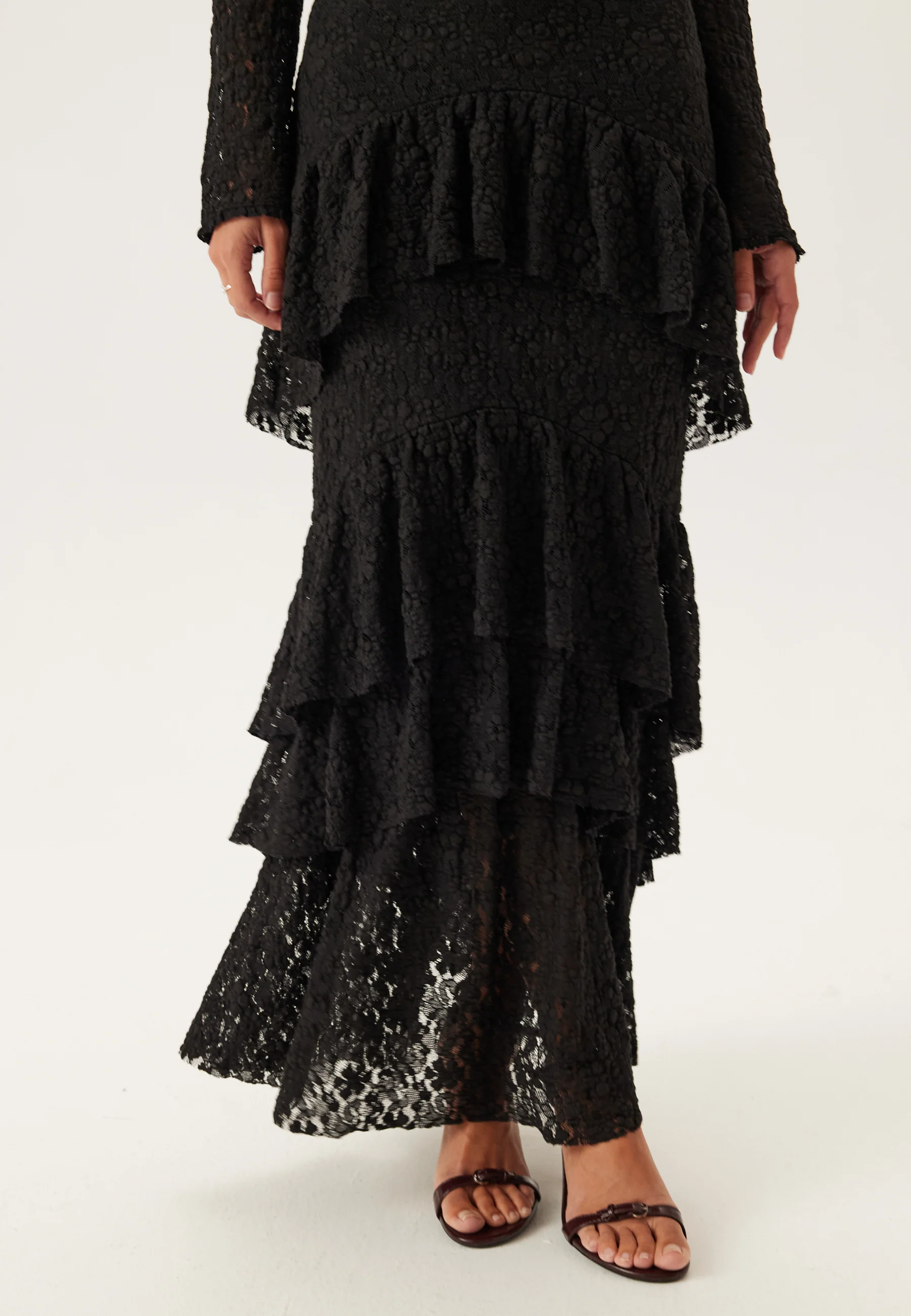 Frill Lace Long Sleeve Maxi Dress - Image 6