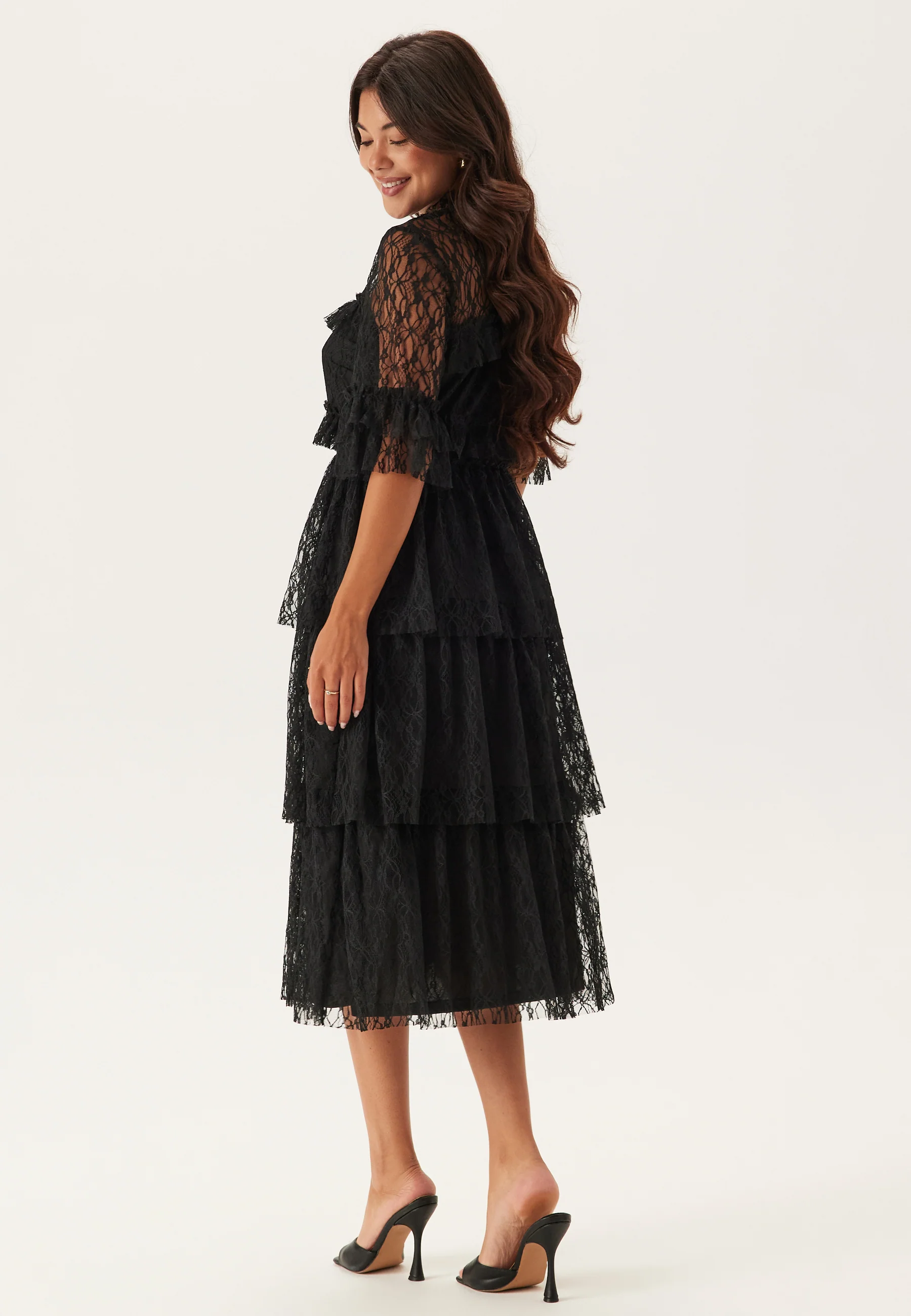 Frill Lace Midi Dress - Image 3