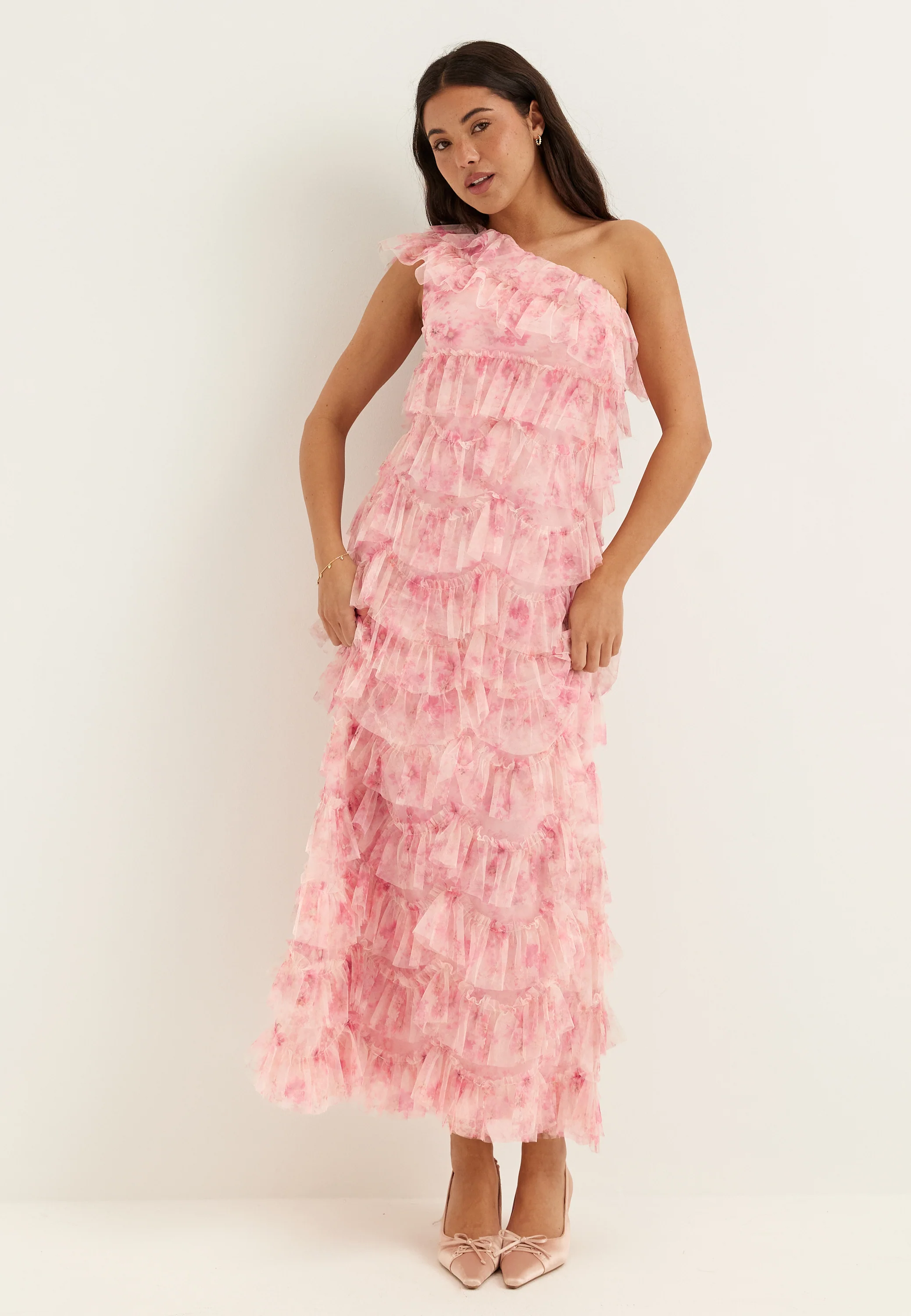 Frill Mesh Maxi Dress - Image 2