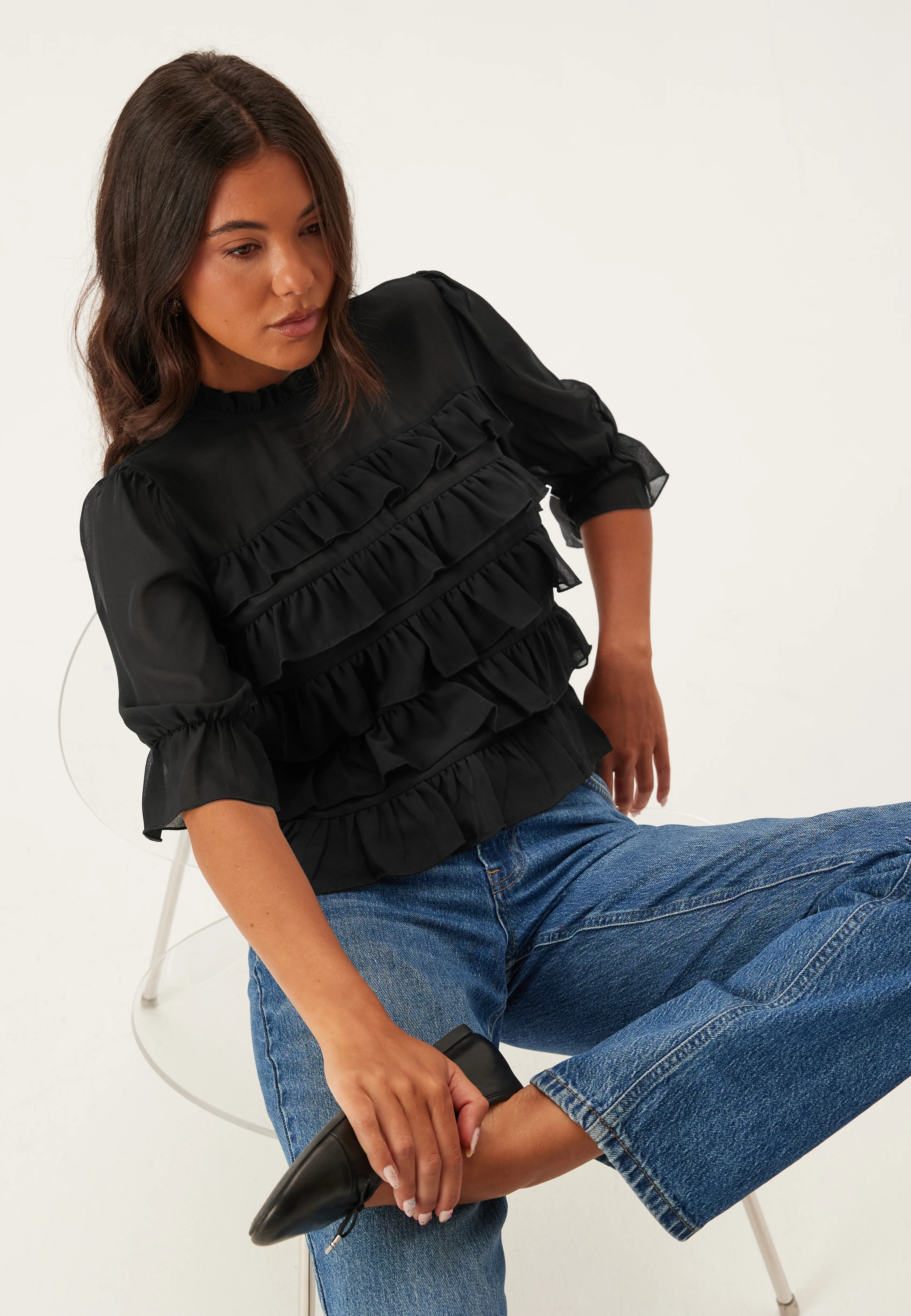 Frill Short Sleeve Blouse - Image 2