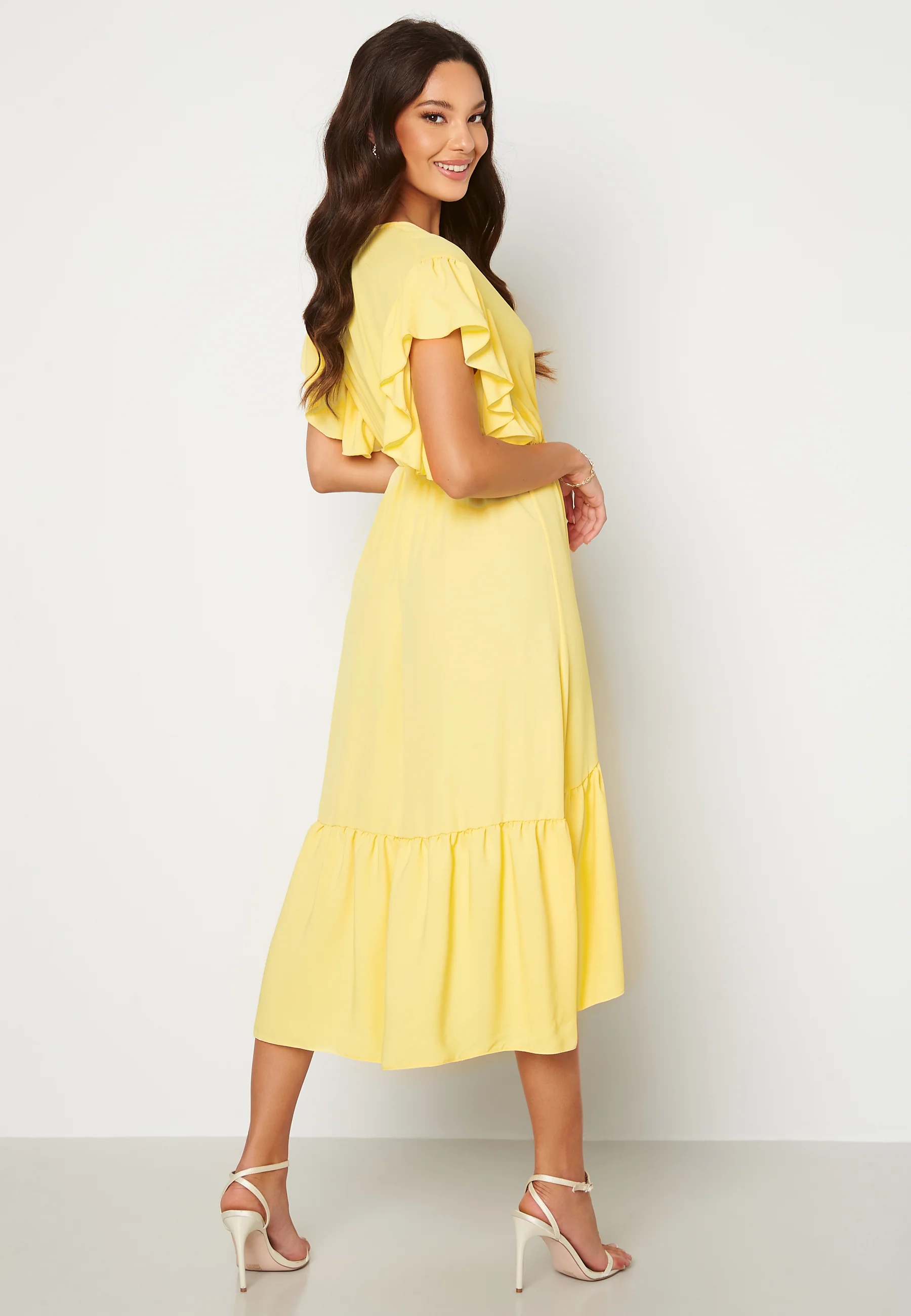 Frill Sleeve V Neck Midaxi Dress - Image 2