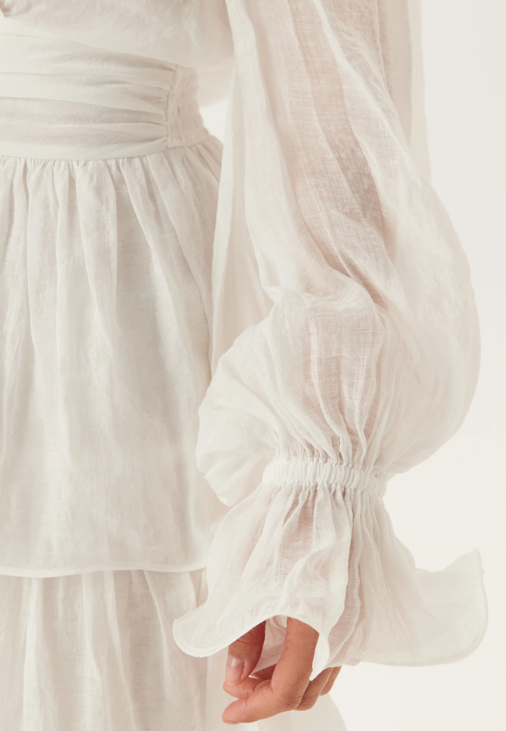 Frilled Balloon Sleeve Short Flounce Dress - Image 5