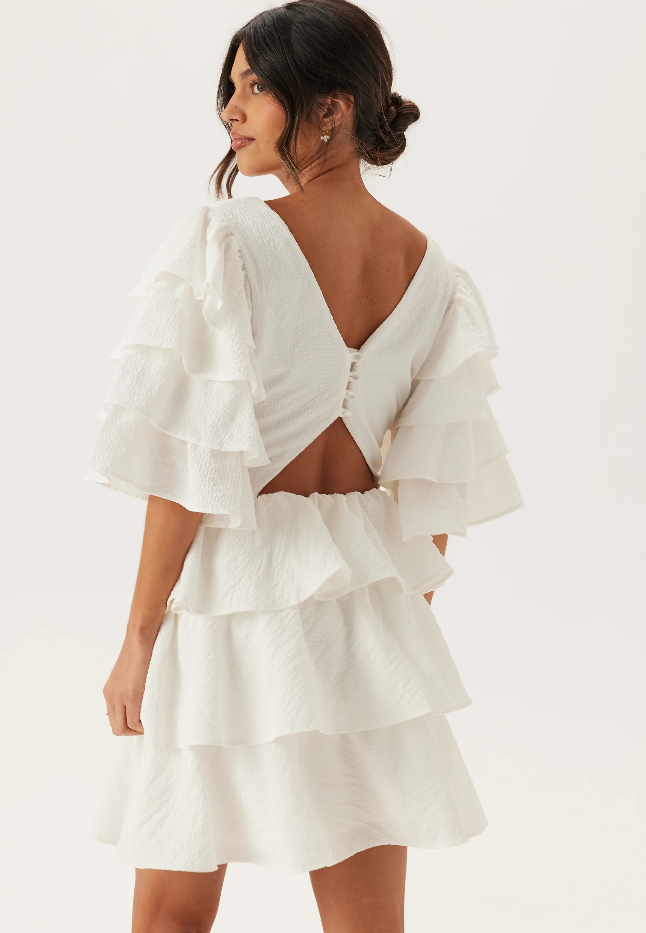 Frilled Sleeve Short Dress - Image 5
